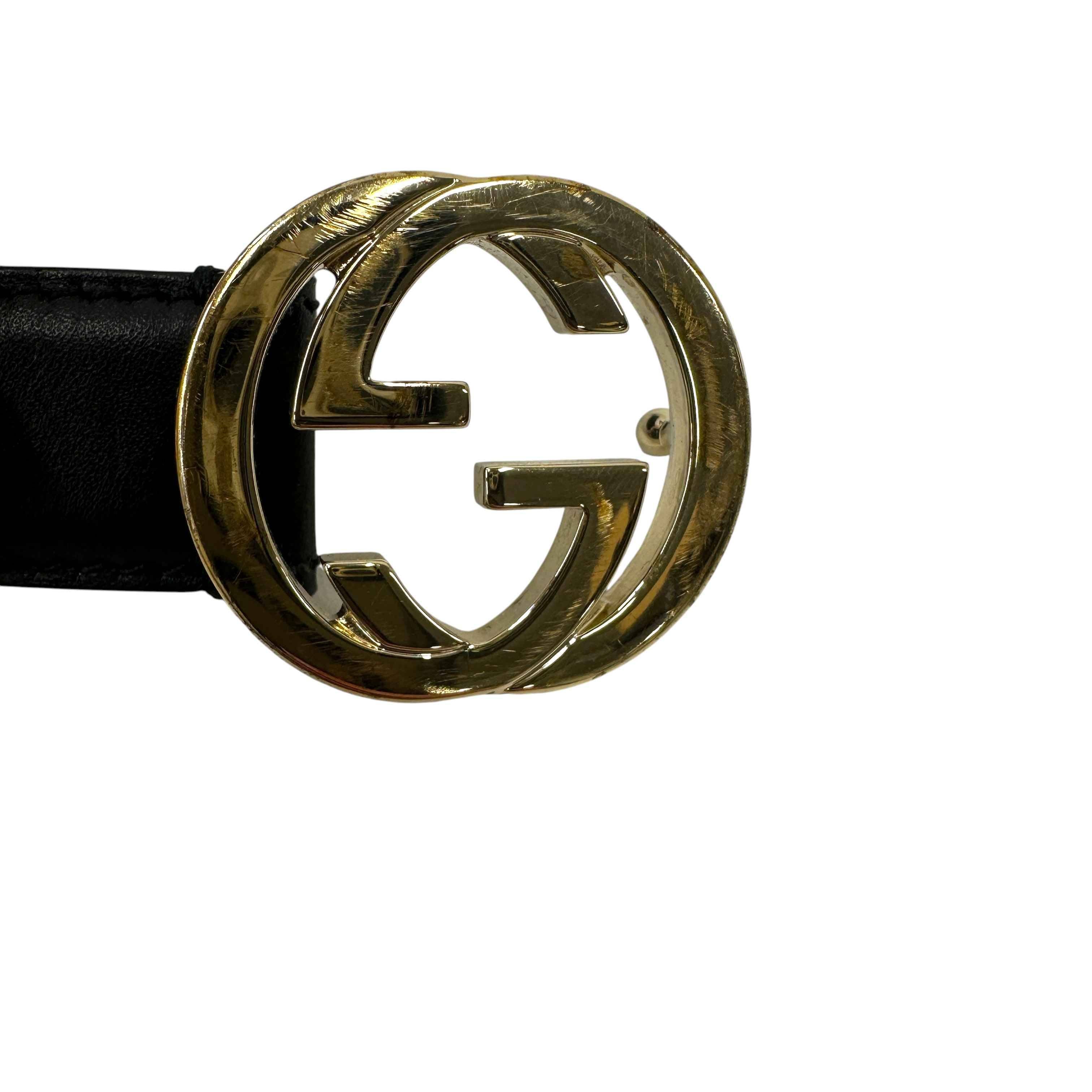 Women's Interlocking G Belt Black Size 85CM / UK 10