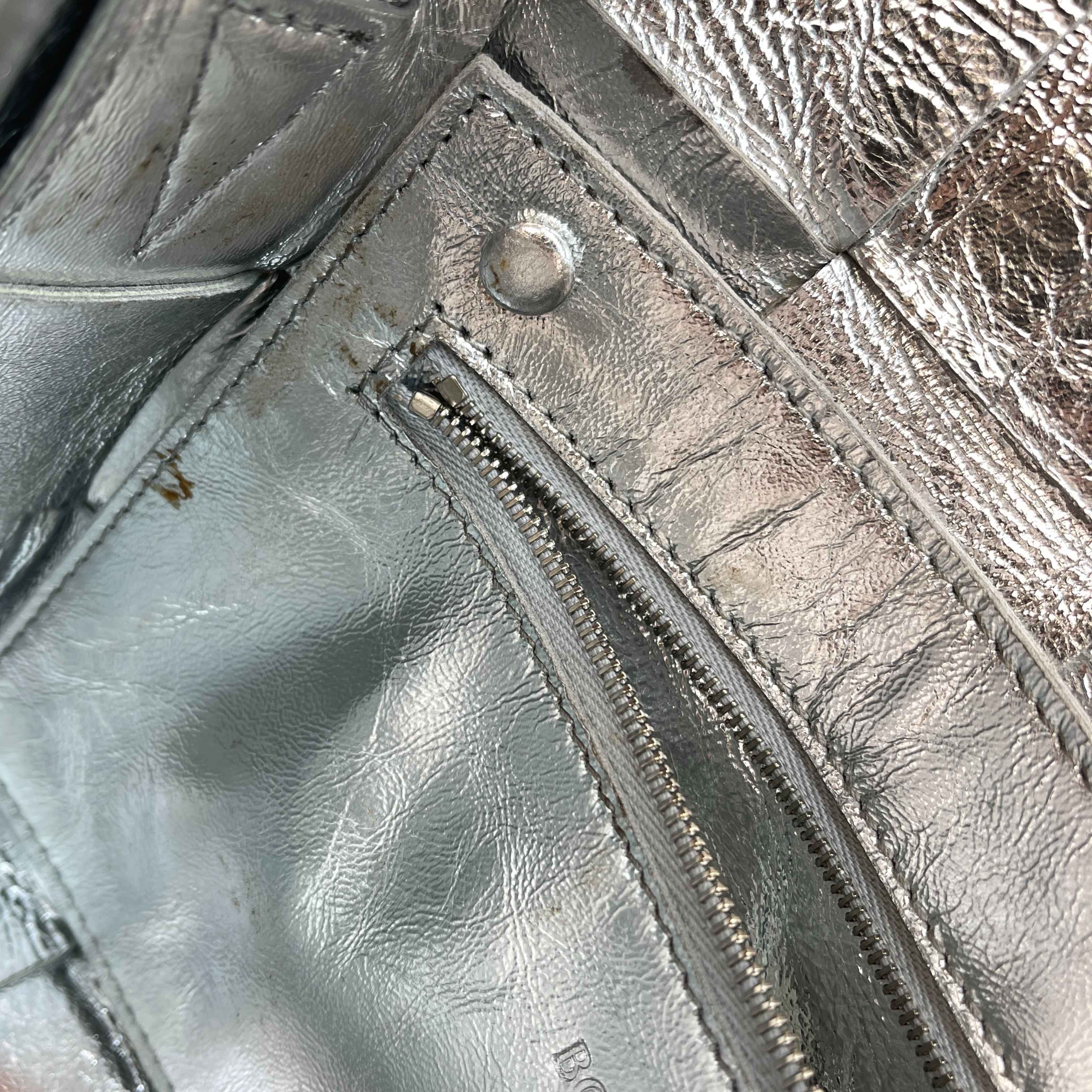 Women's Cassette Intrecciato Metallic Bag Silver