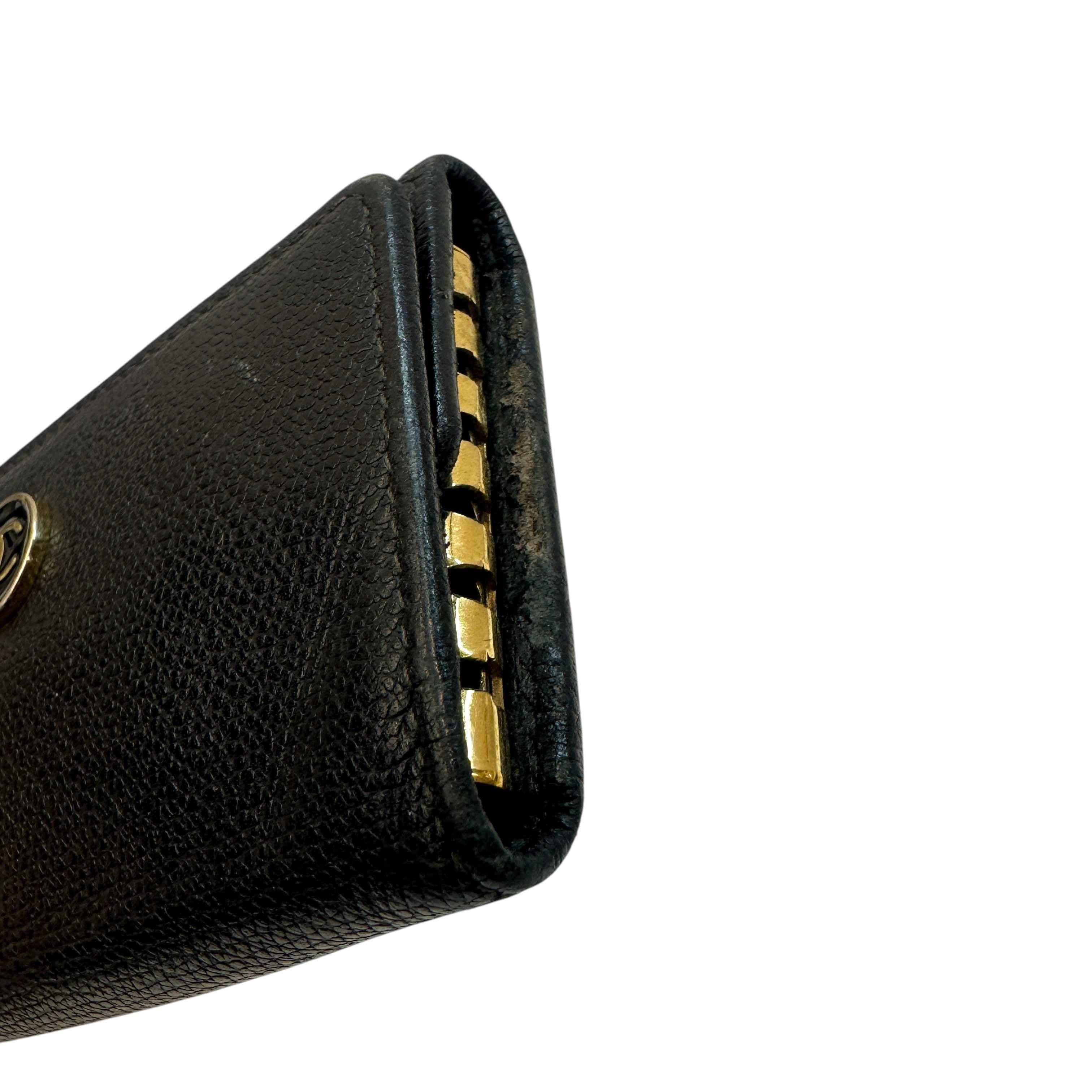 Women's Cc Logo Key Case Wallet Black