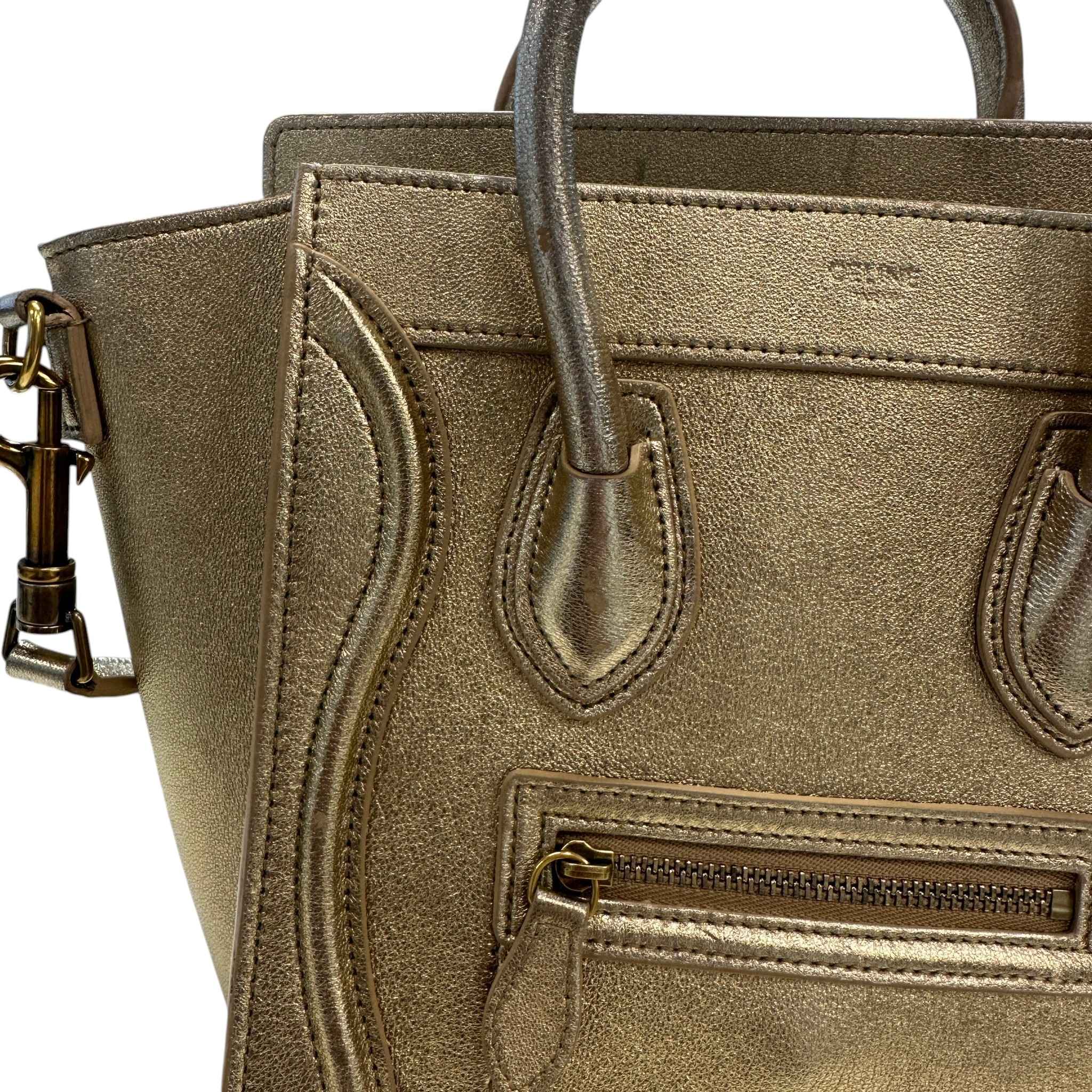 Women's Nano Luggage Tote Bag Gold