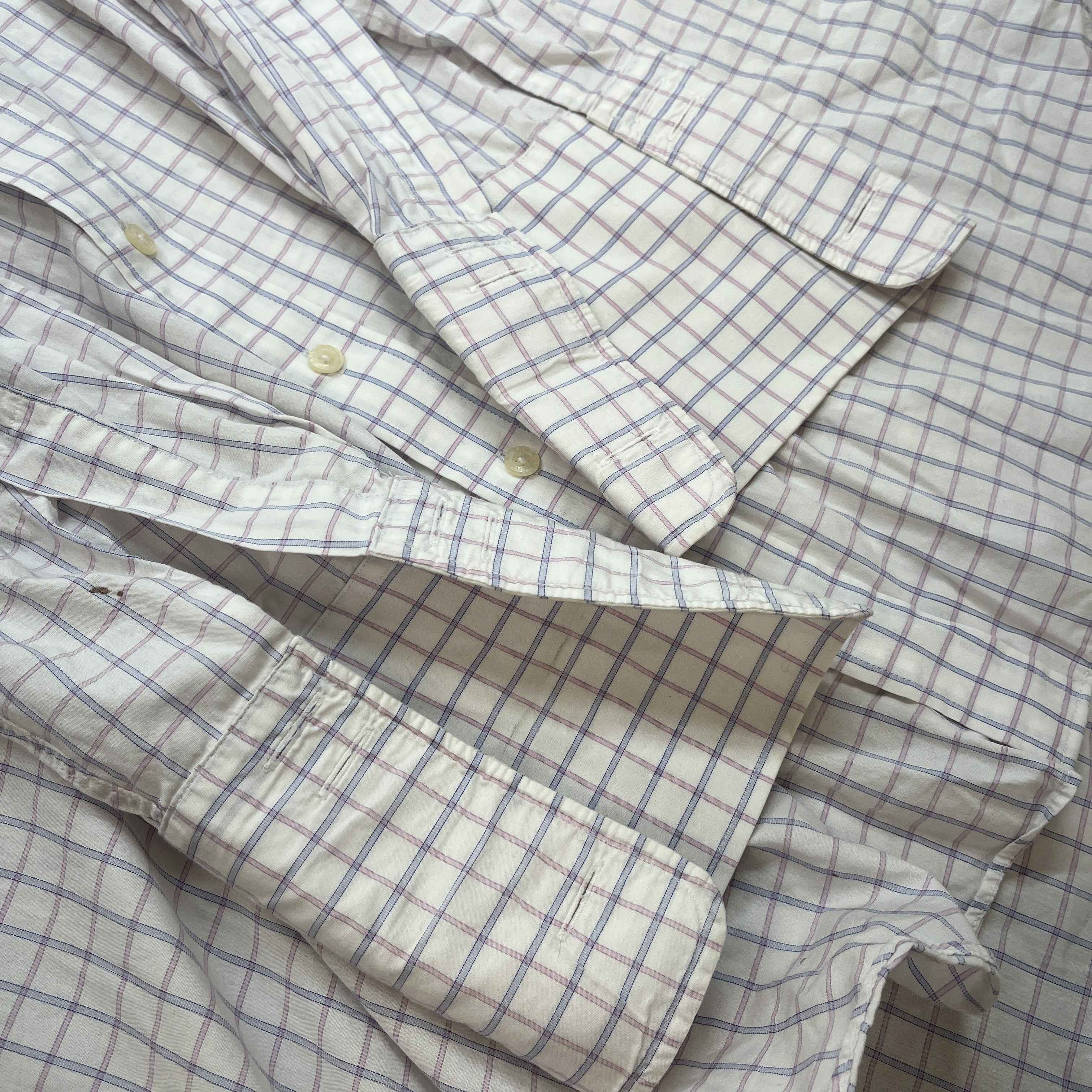 Men's Gingham Long Sleeve Shirt White Size XL