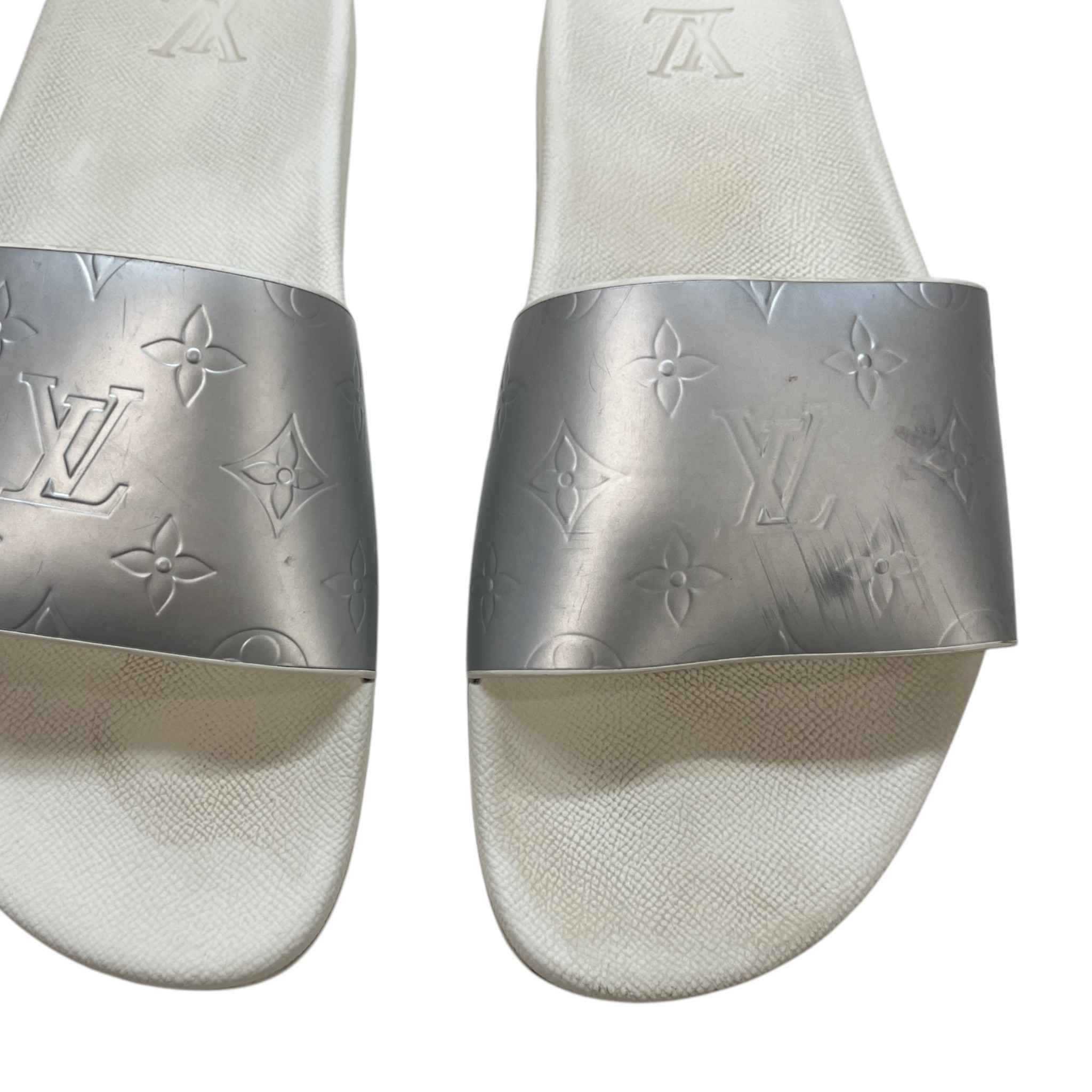 Men's Monogram Waterfront Mules Slides Silver Size EU 42 / UK 8