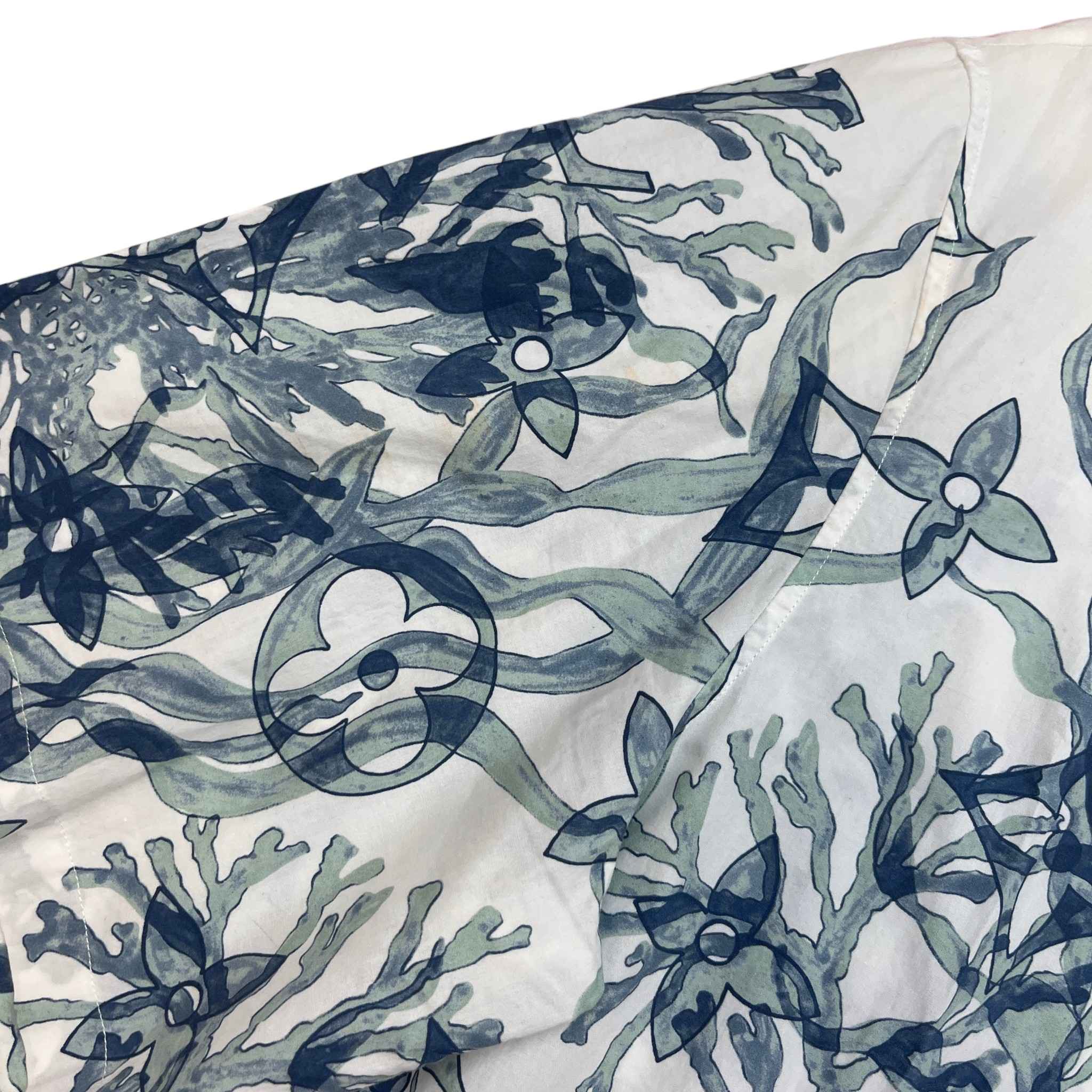 Men's Monogram Aquagarden Motif Short Sleeve Shirt White Size L