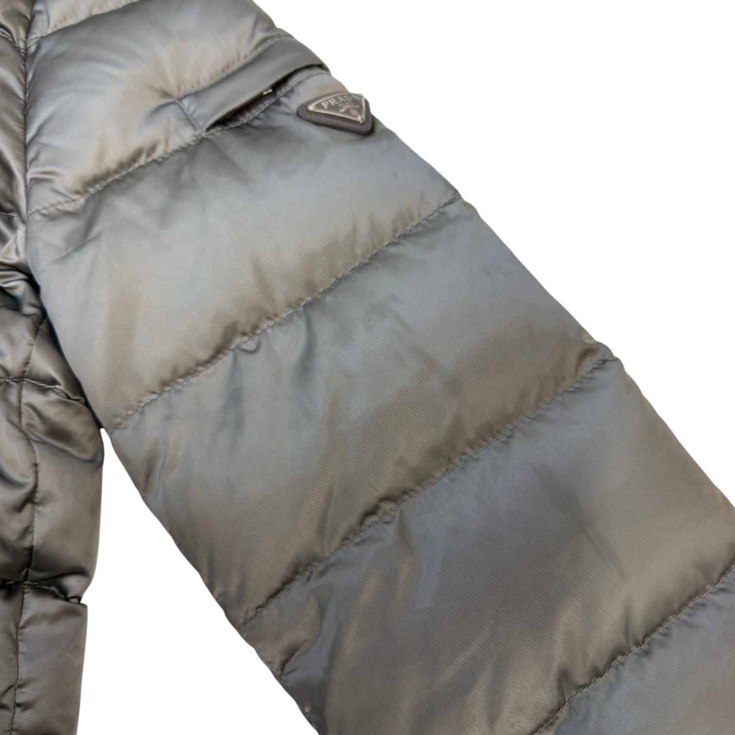 Women's Plaque Logo Down Jacket Grey Size IT 42 / UK 10