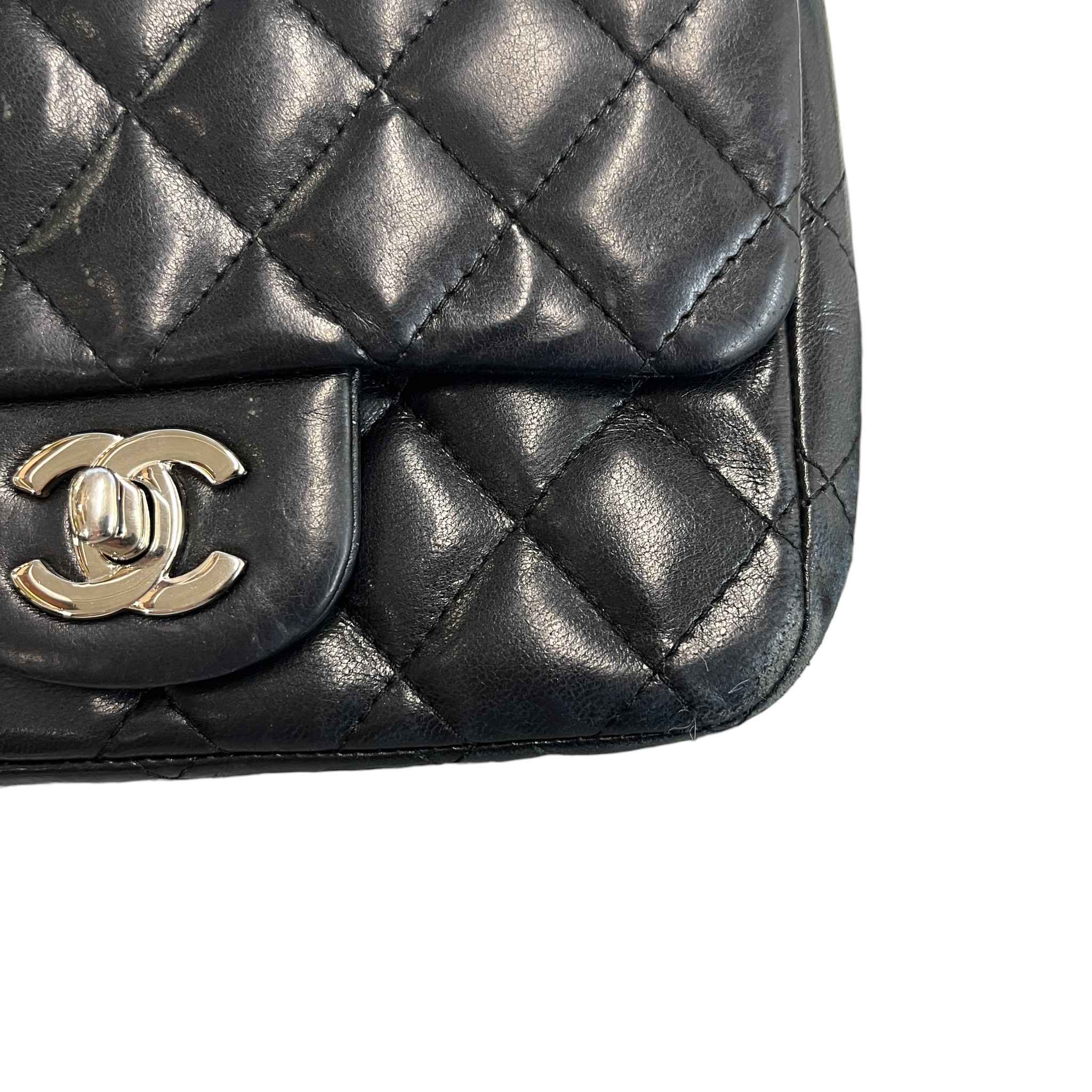 Women's Timeless/Classique Mini Square Flap Lambskin Bag Black
