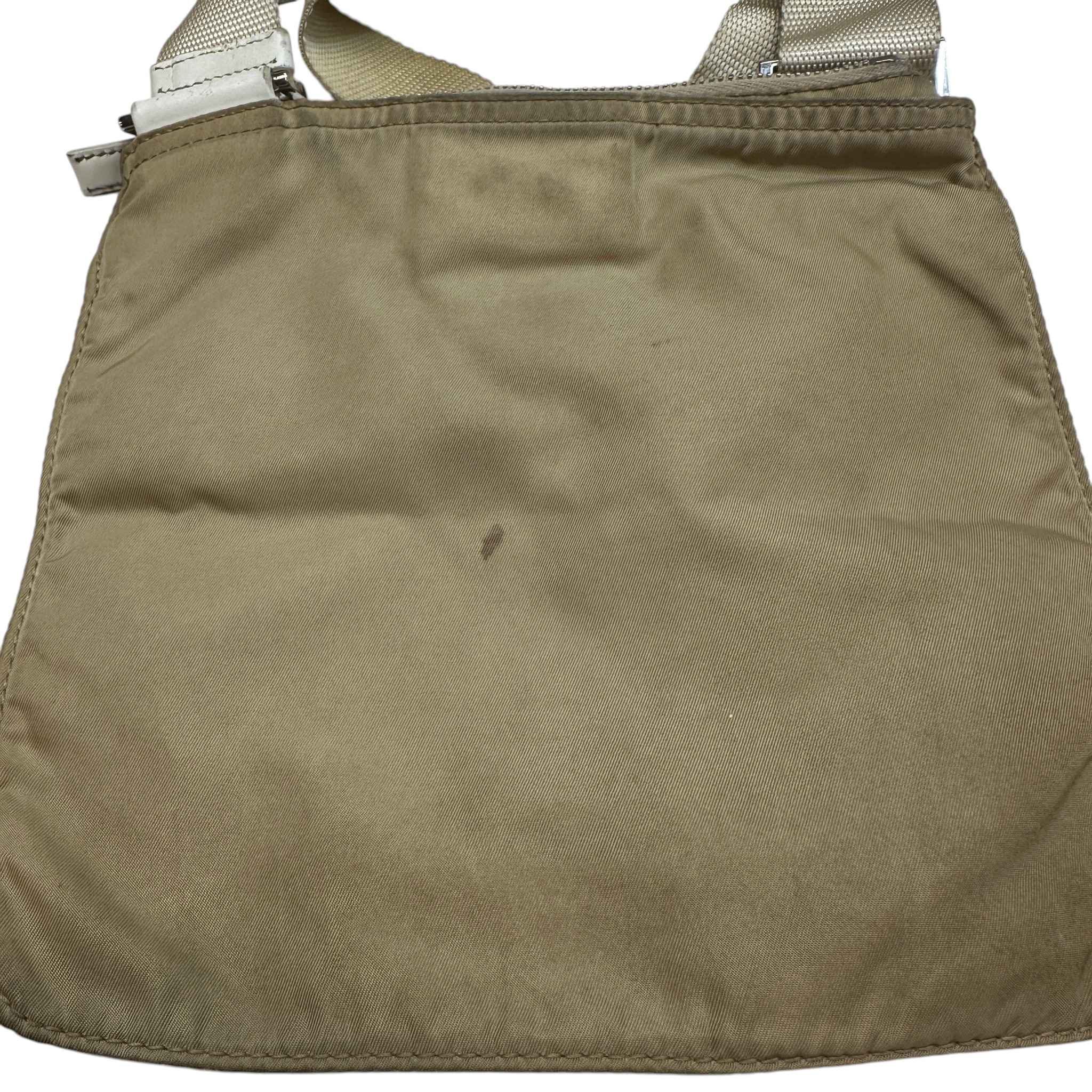 Men's Plaque Logo Messenger Bag Beige