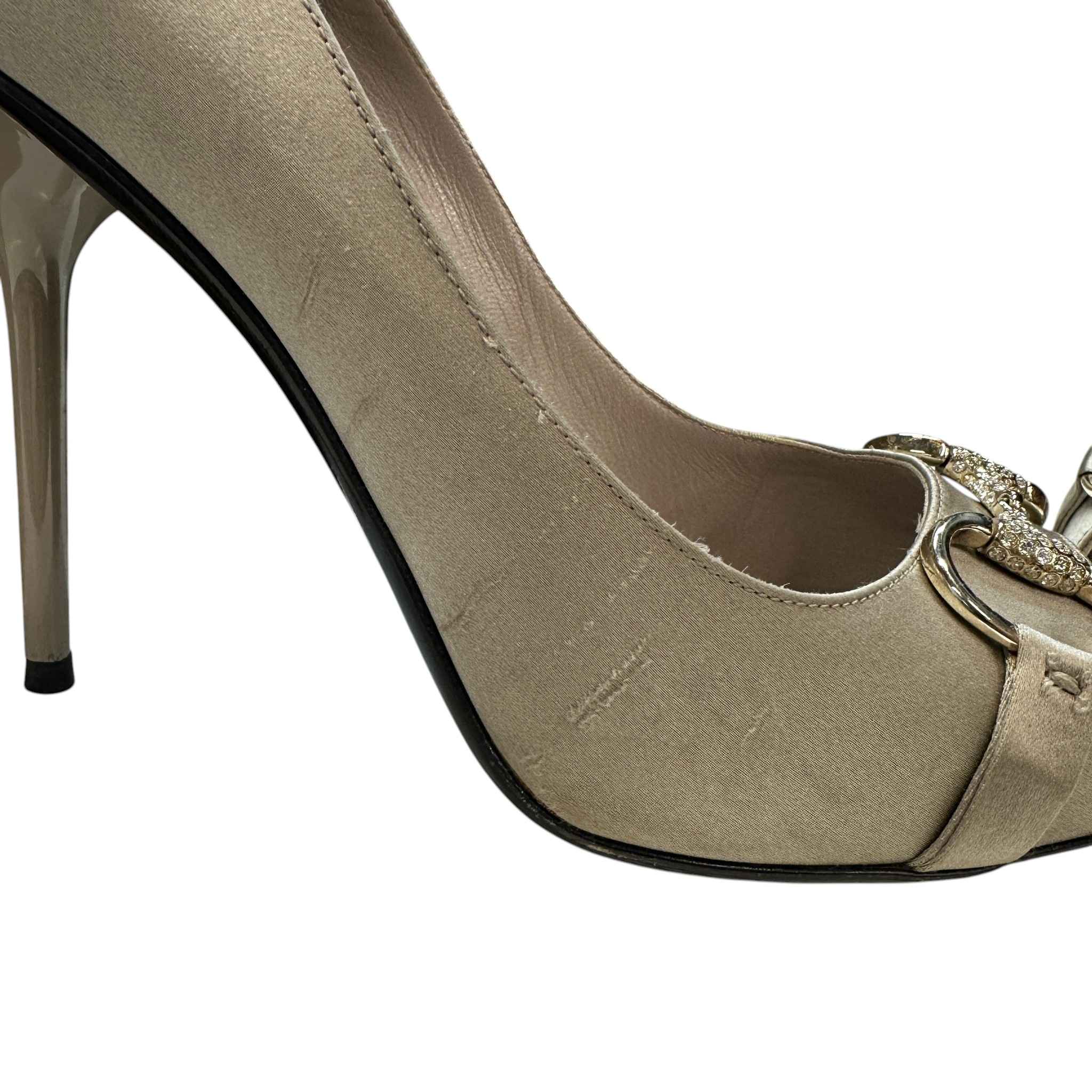 Women's Embroidered Hoursebit Heels Silver Size EU 39.5 / UK 6.5