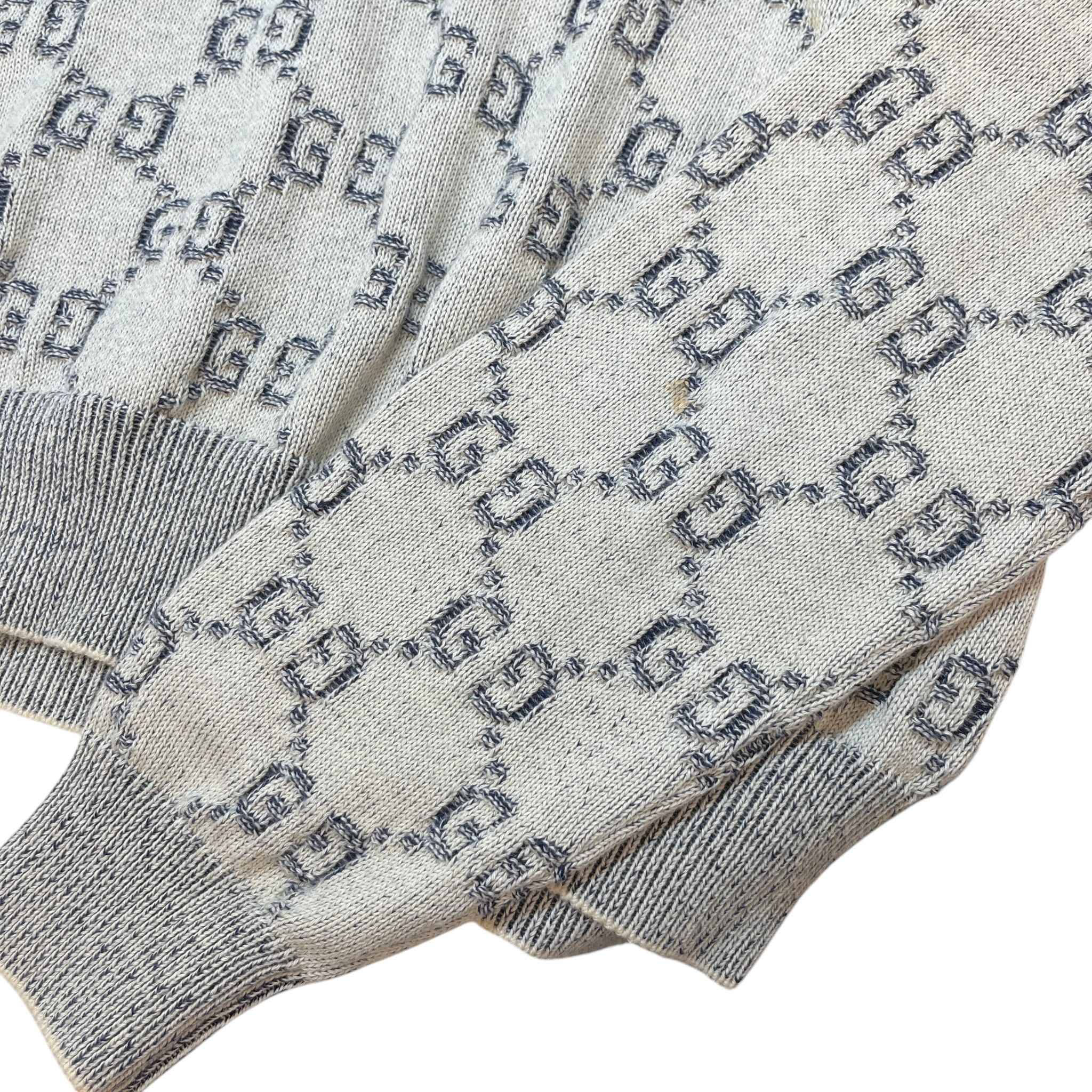 Men's Gg Supreme V Neck Sweatshirt Grey Size M