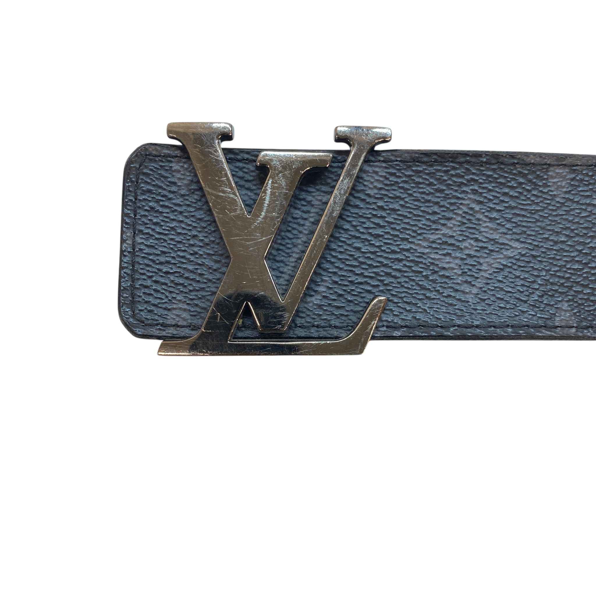 Men's Lv Initials Belt Black Size Waist 36"