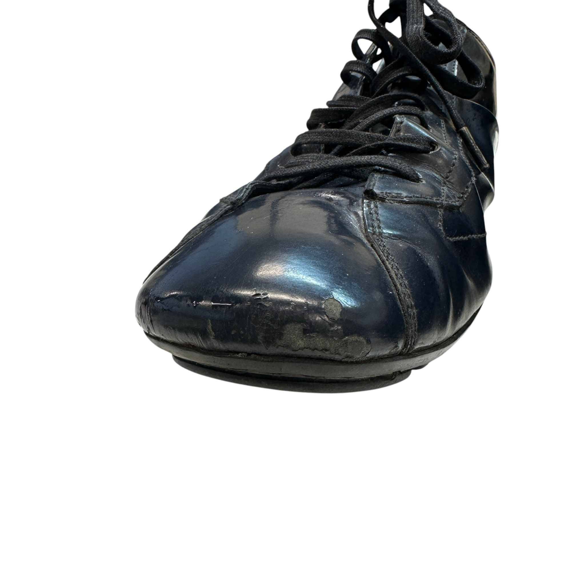Men's Leather Logo Low Trainers Navy Size EU 40.5 / UK 6.5