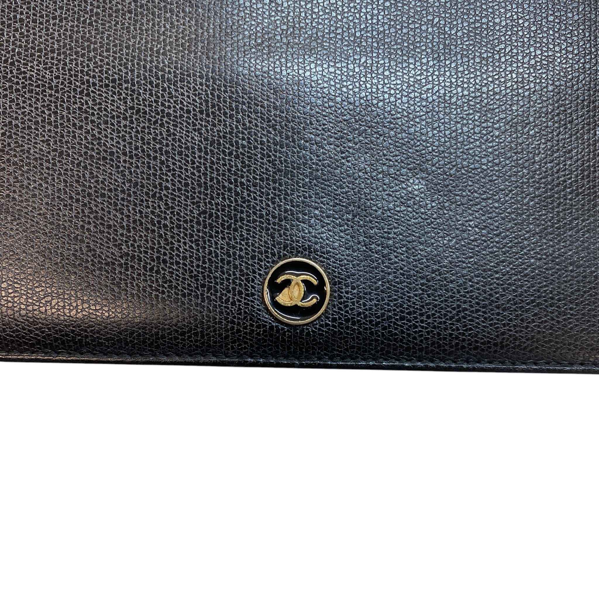 Women's Vintage Coco Button Wallet Black
