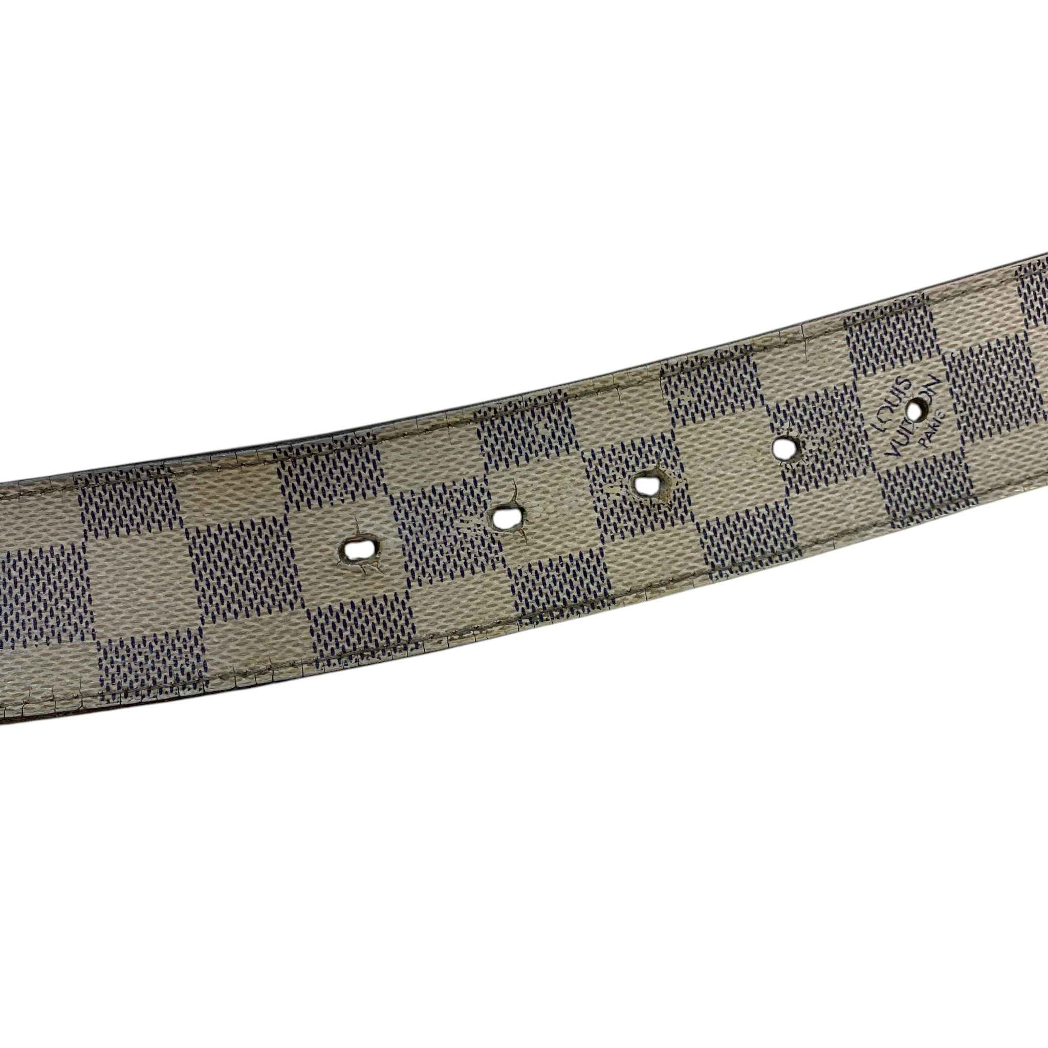 Men's Damier Azur Lv Belt Cream Size Waist 34"