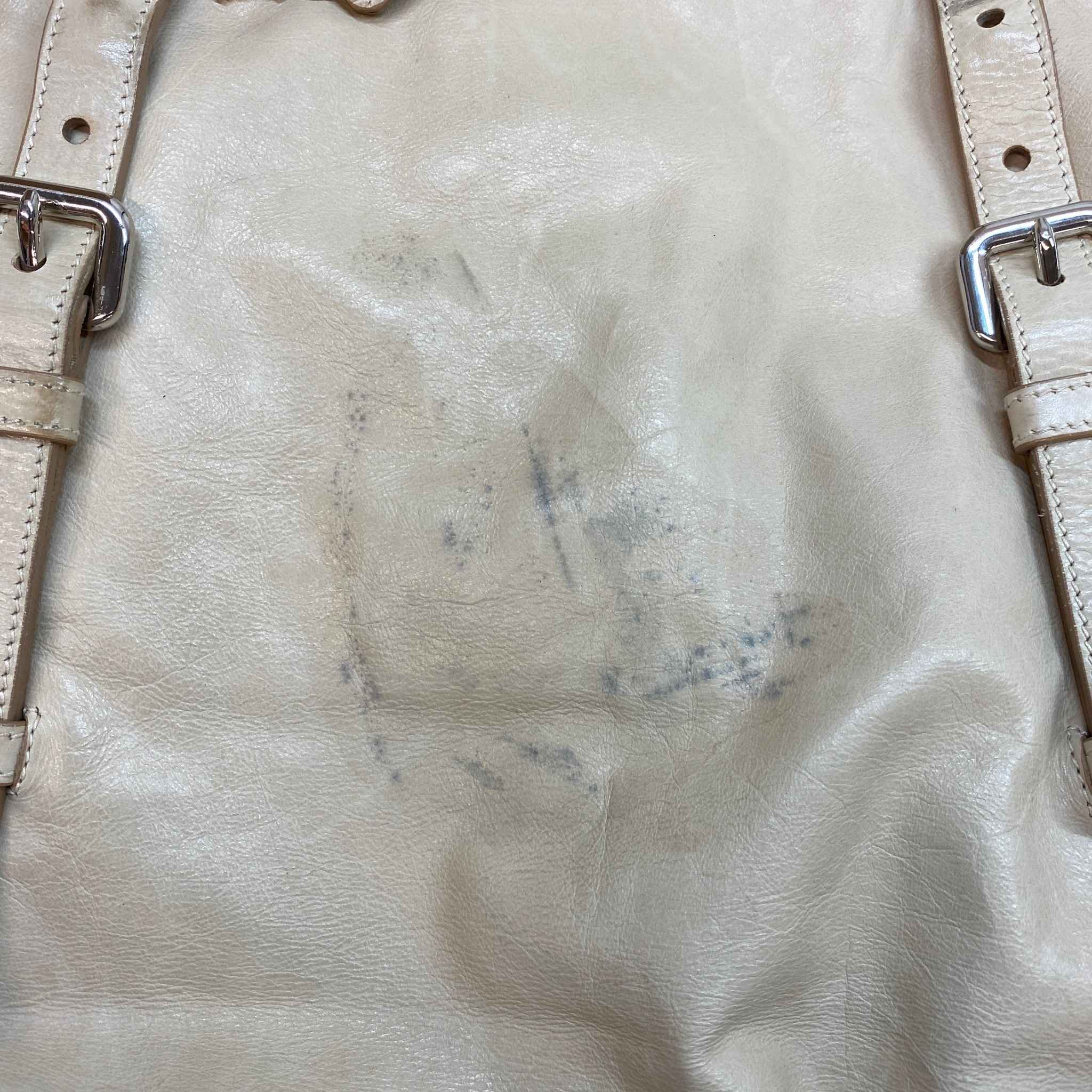 Women's Plaque Logo Dual Buckle Strap Handbag Beige