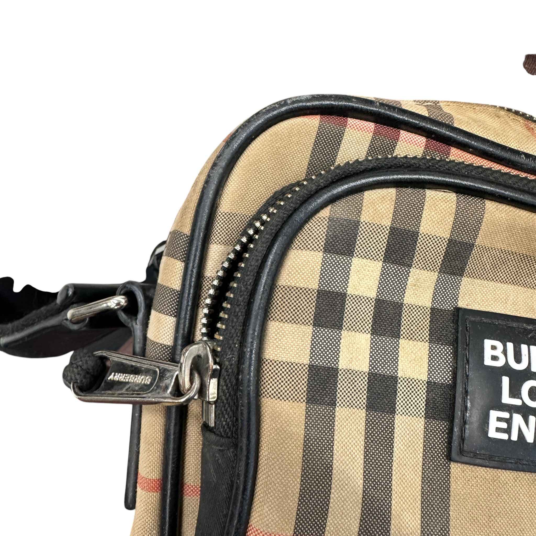 Men's Freddie Vintage Check Messenger Bag Beige
