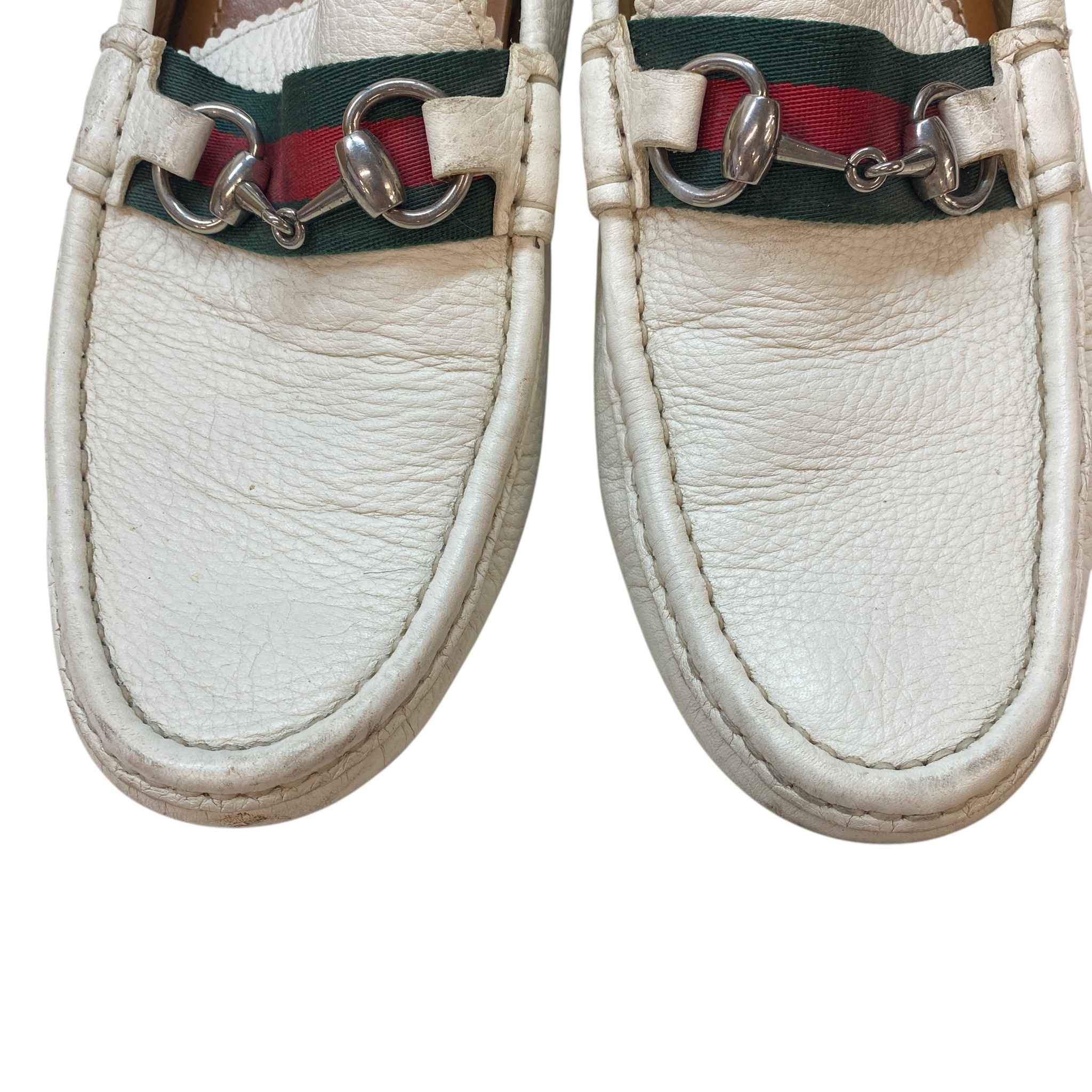 Men's Horsebit Driving Loafers White Size EU 40 / UK 6