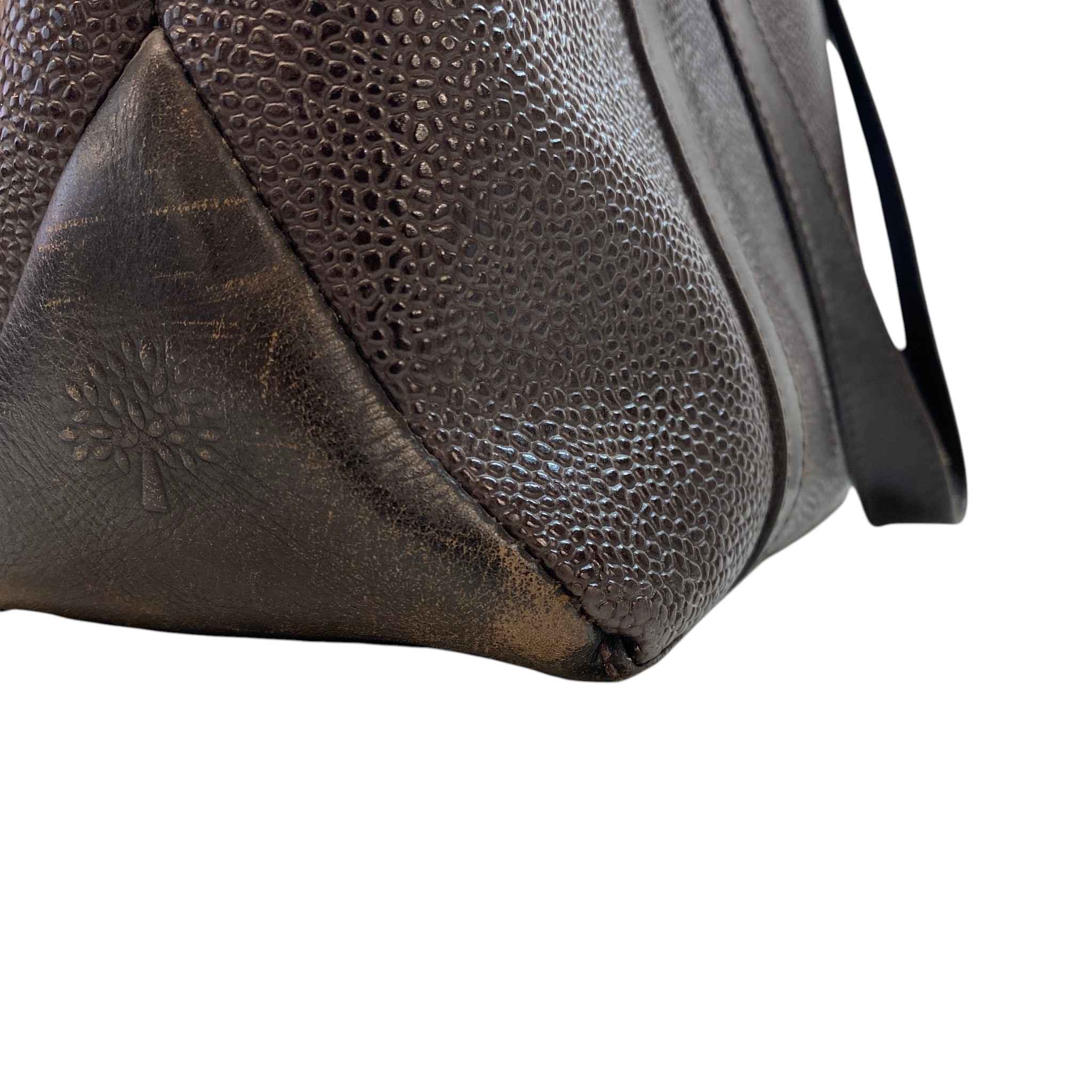 Women's Chocolate Scotch Grain Leather Handbag Brown