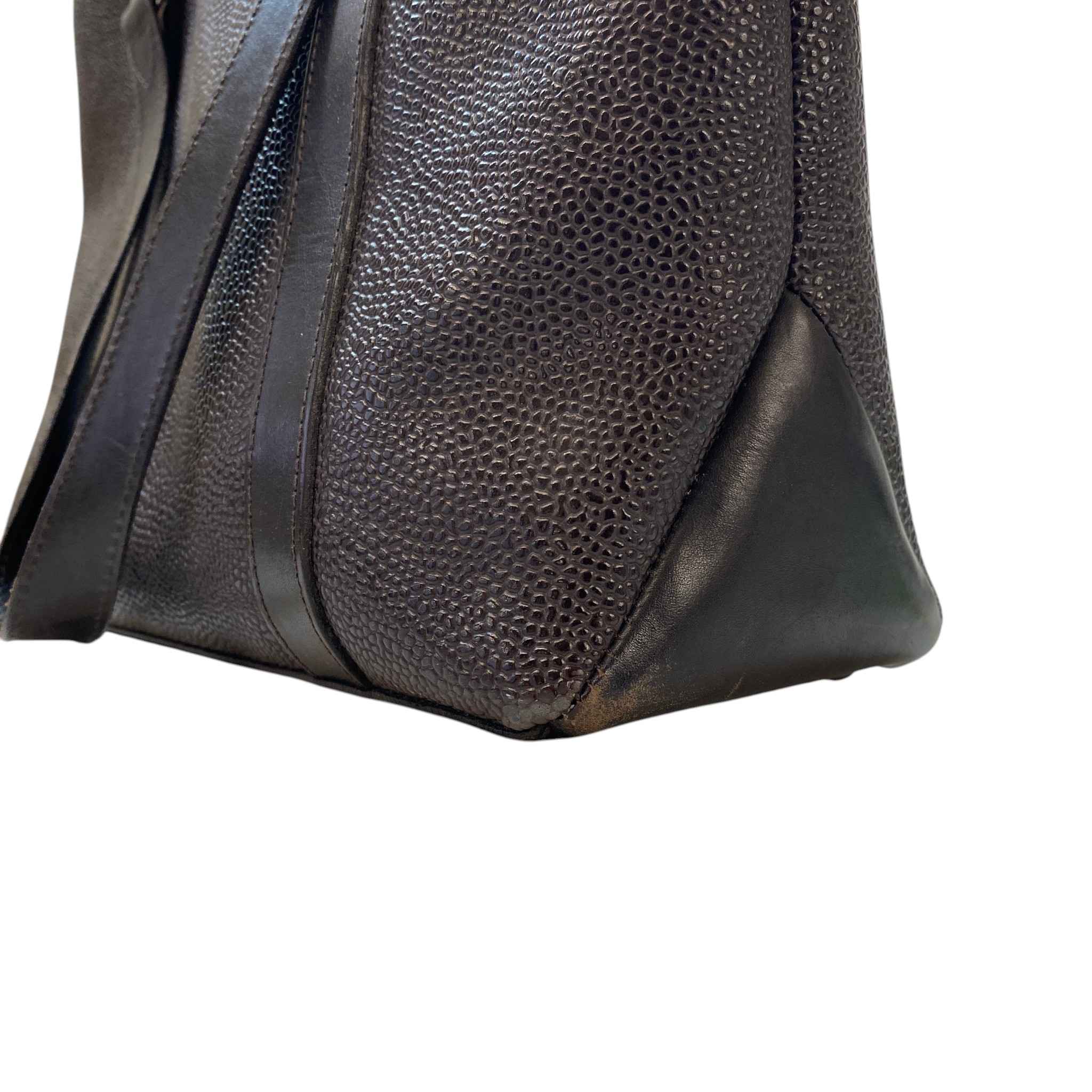Women's Chocolate Scotch Grain Leather Handbag Brown