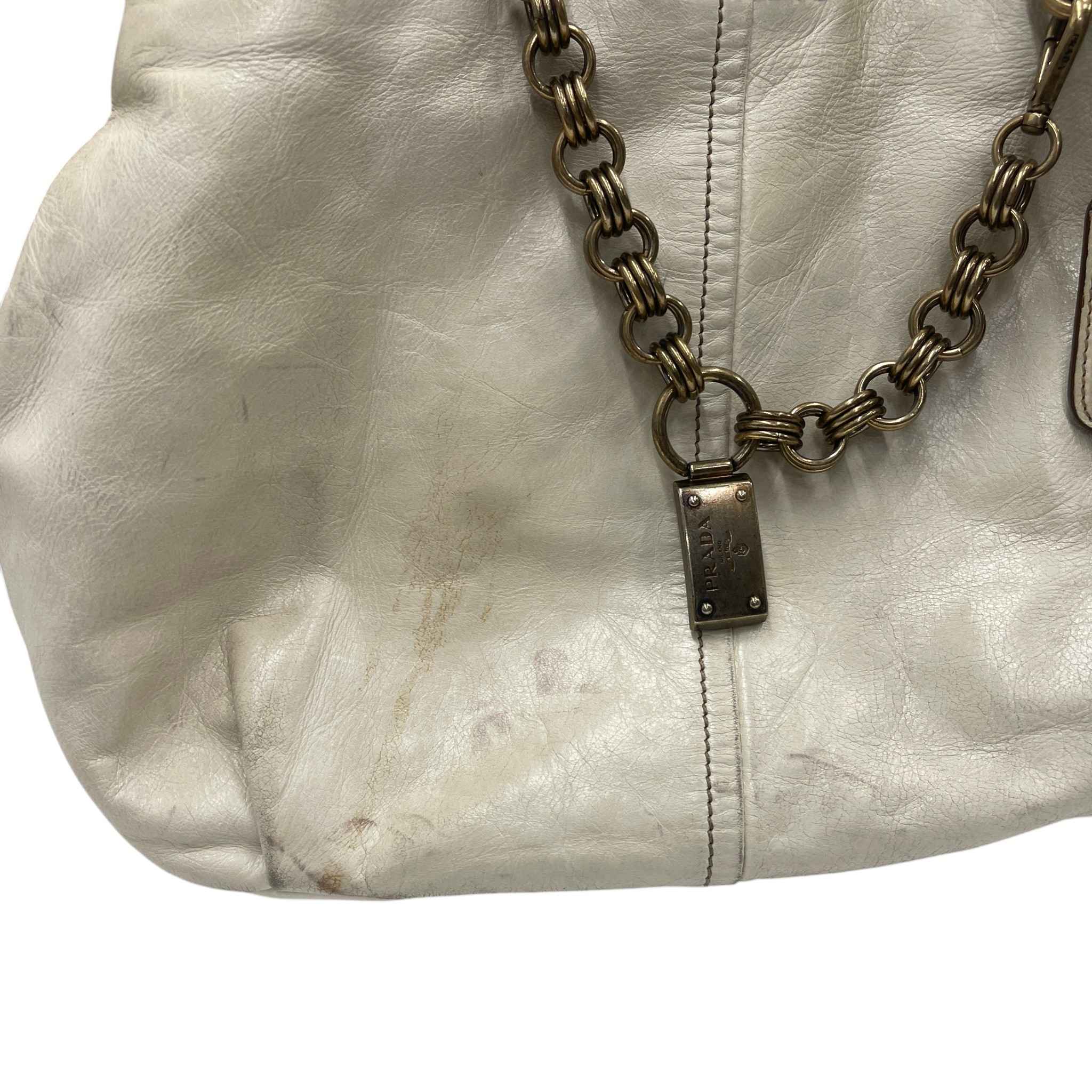 Women's Vitello Shine Handbag Cream