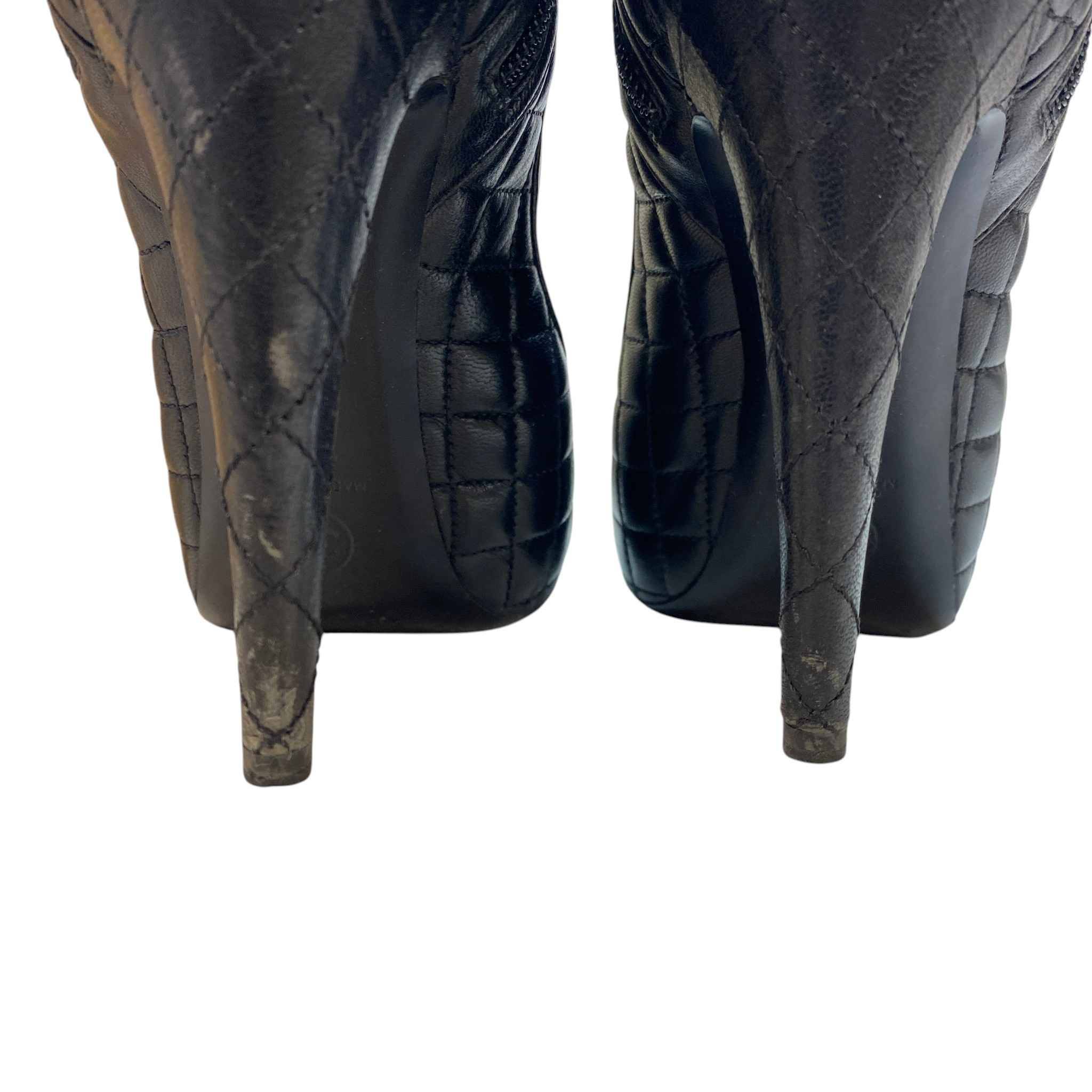 Women's Cc Quilted Knee High Boots Black Size EU 40 / UK 7