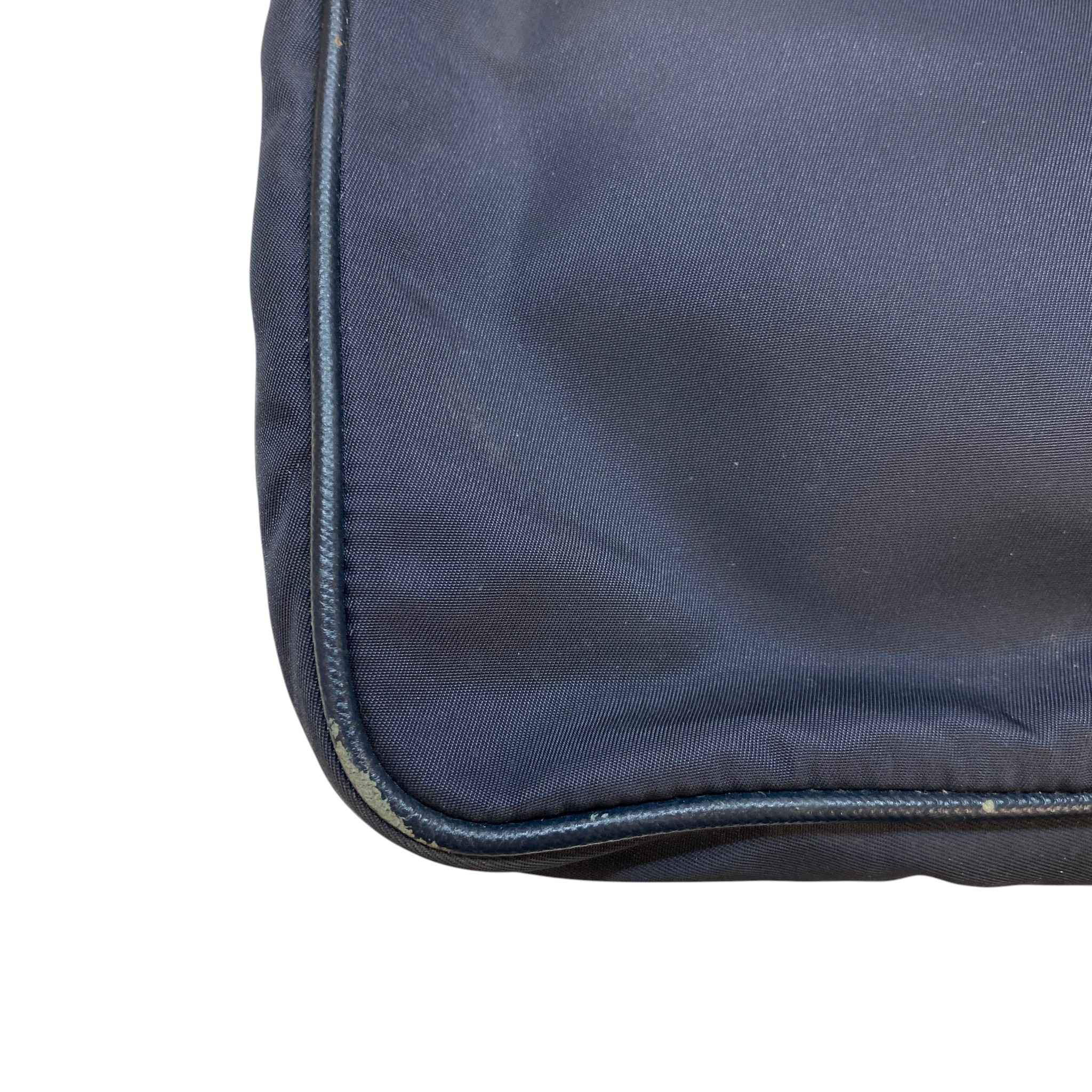 Men's Re-Nylon Plaque Logo Messenger Bag Navy
