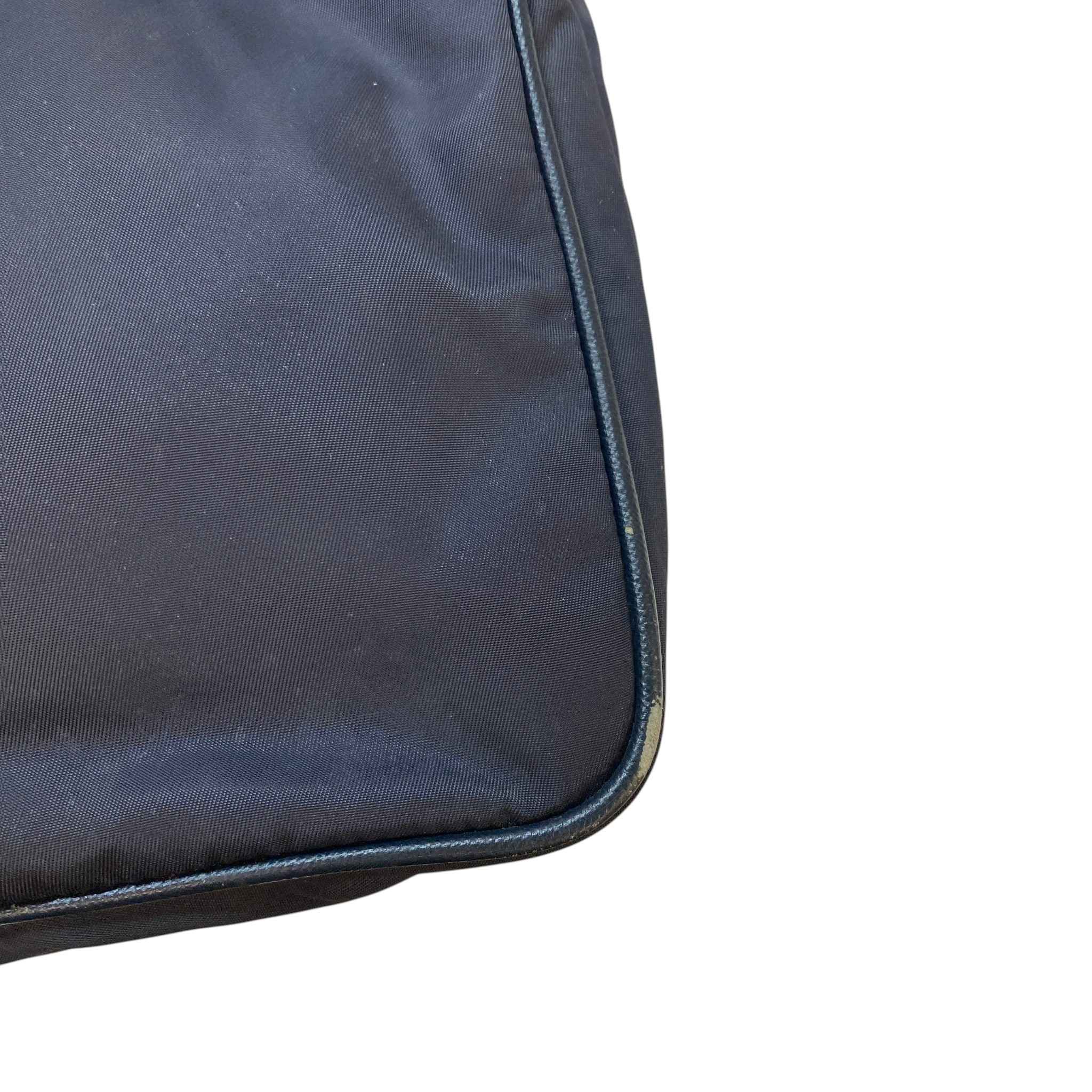Men's Re-Nylon Plaque Logo Messenger Bag Navy