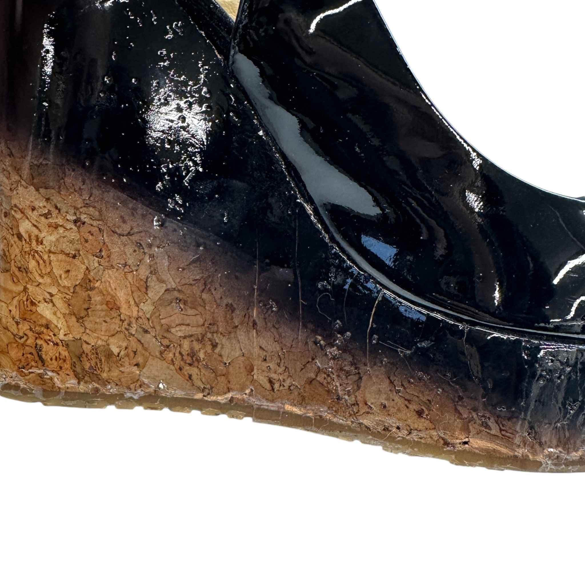 Women's Slingback Wedge Heels Black Size EU 35 / UK 2