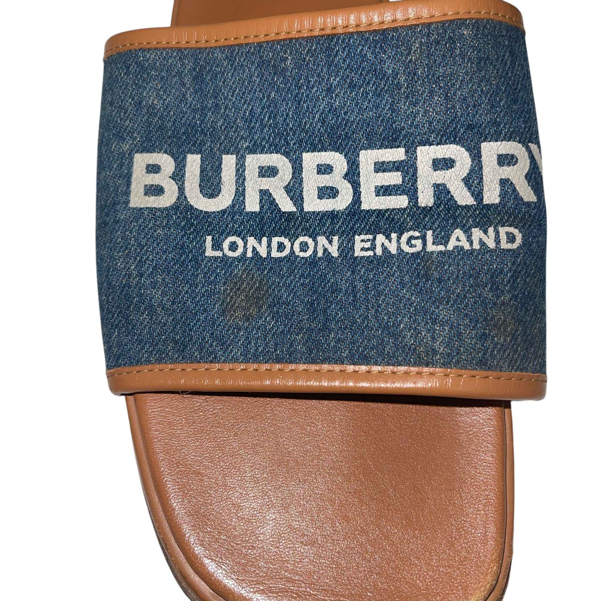 Women's Denim Logo Print Sandals Blue Size EU 39 / UK 6