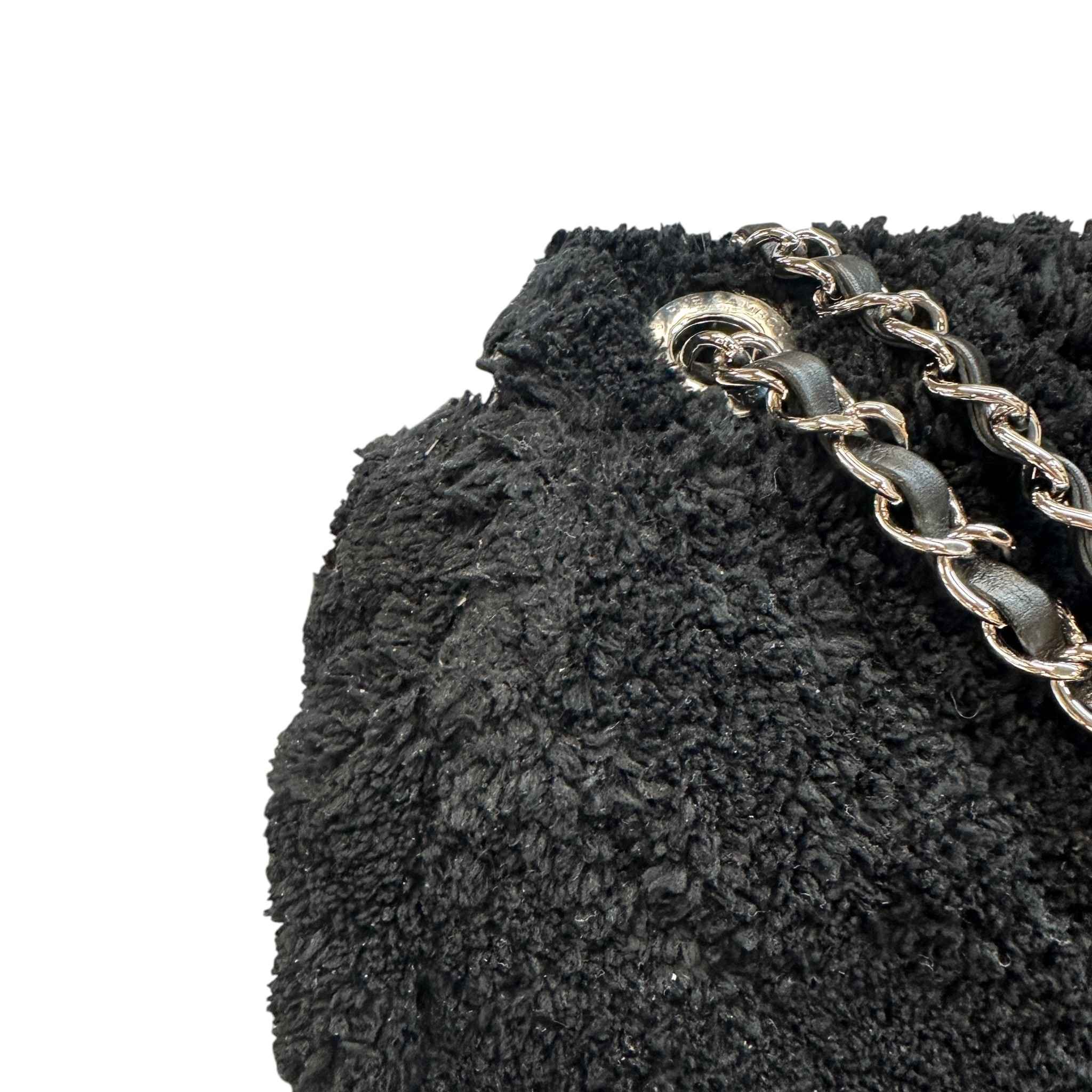 Women's Shearling Classic Fur Single Flap Bag Black