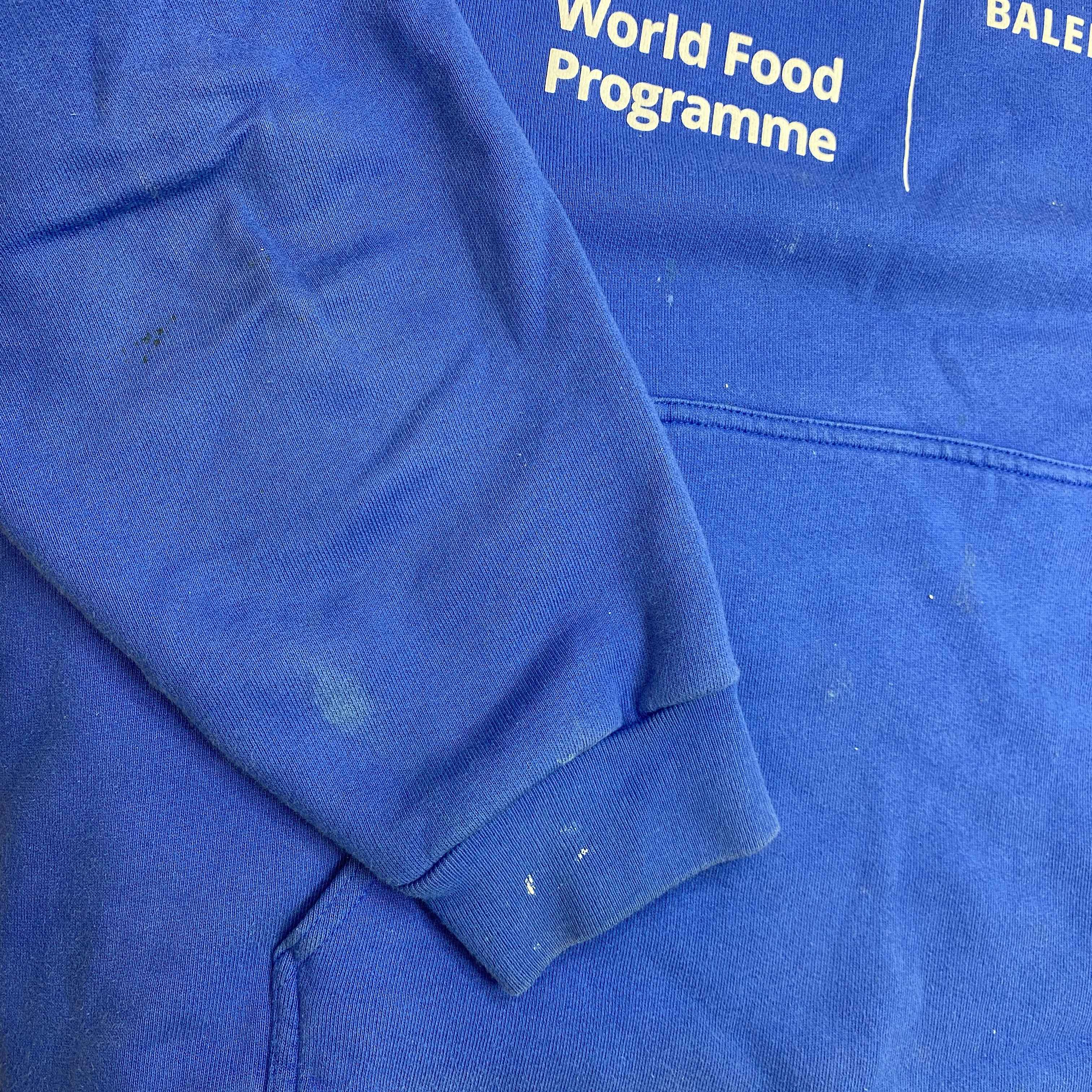 Men's World Food Programme Print Hoodie Blue Size XS