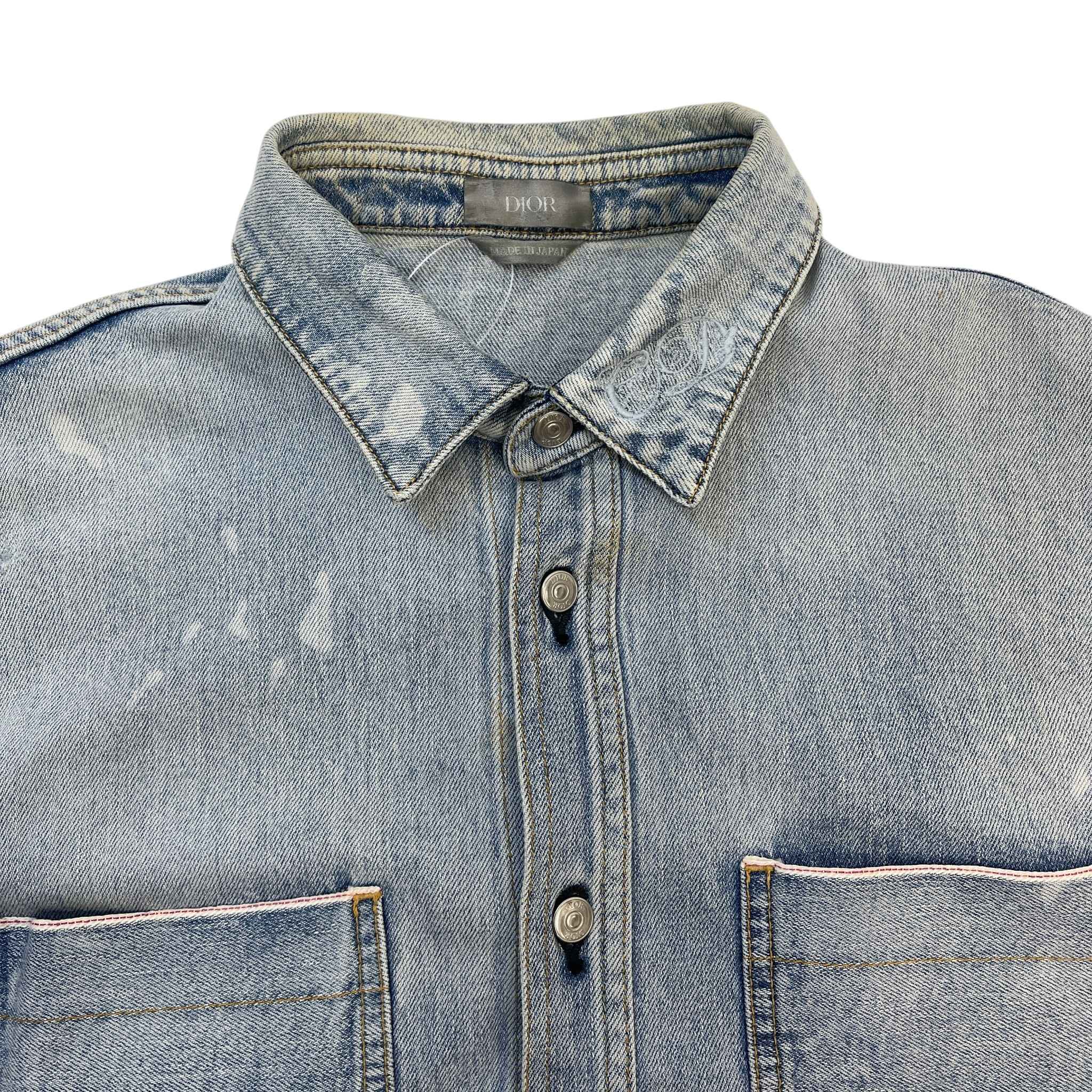 Washed Embroidered Logo Jacket Blue Size S