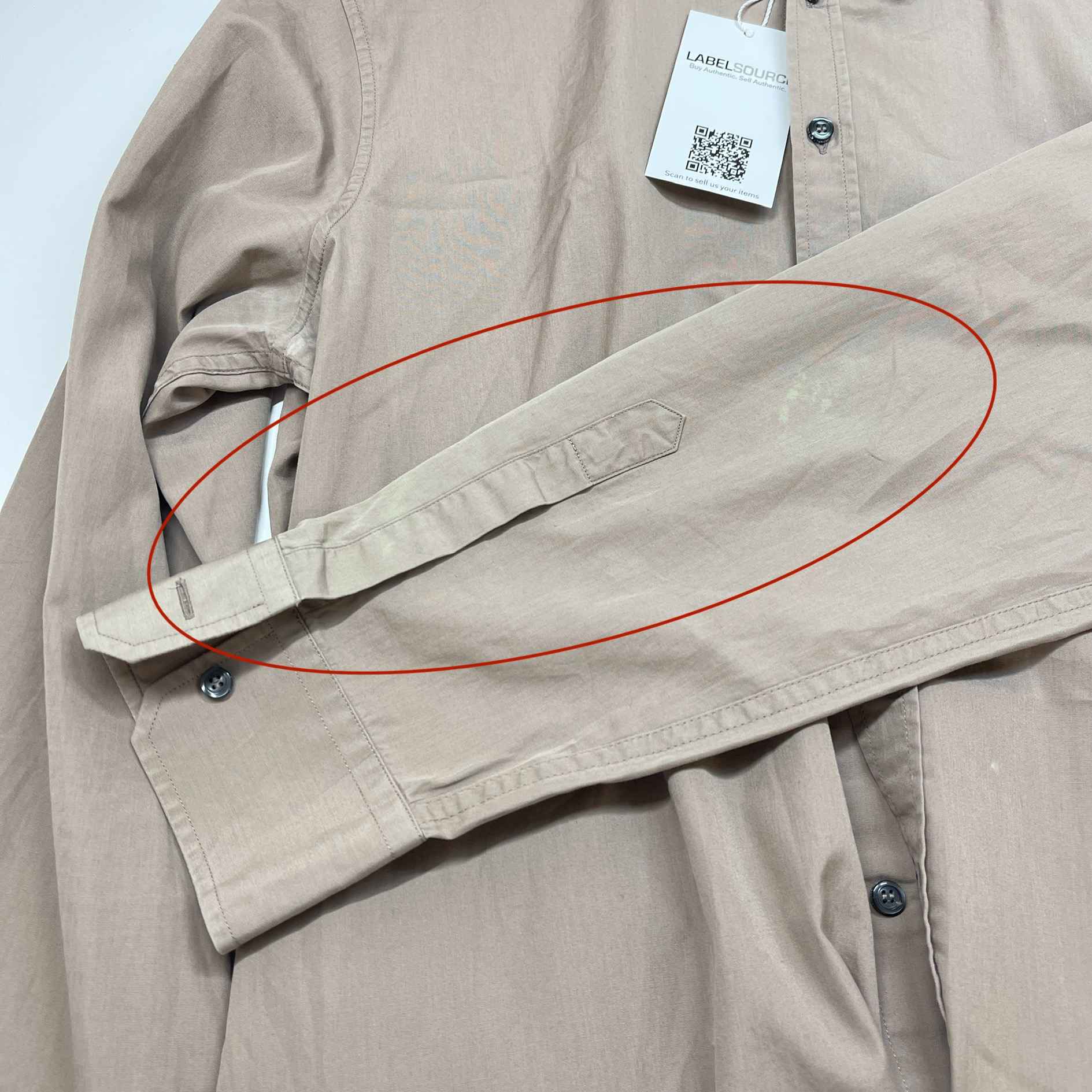 Men's Embroidered Logo Long Sleeve Shirt Beige Size IT 52 / UK XL