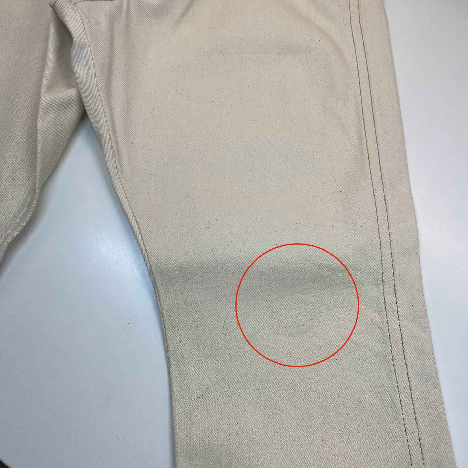 Men's Plaque Logo Worn Bull Denim Straight Jeans Cream Size IT 48 / UK 32