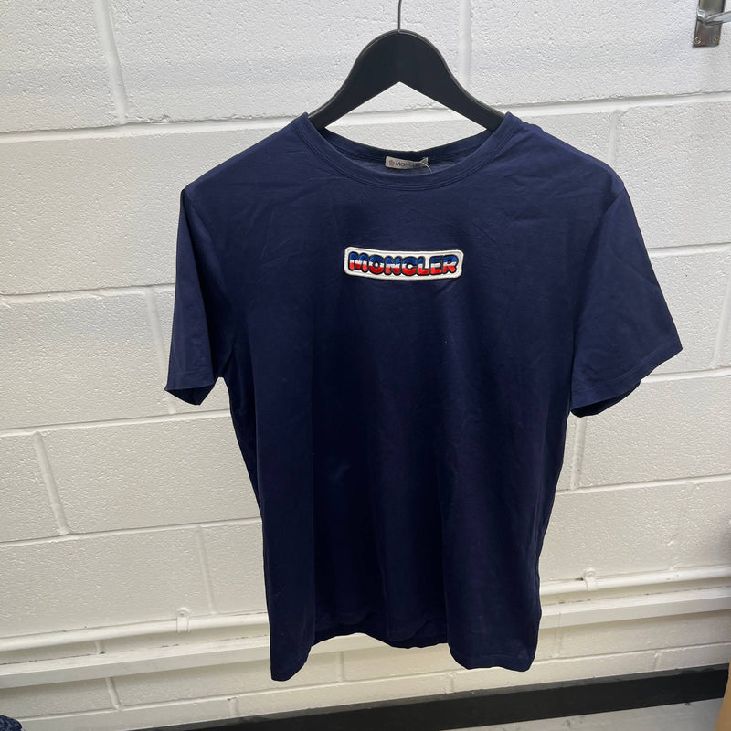 Men's Embroidered Logo Patch T-Shirt Navy Size L