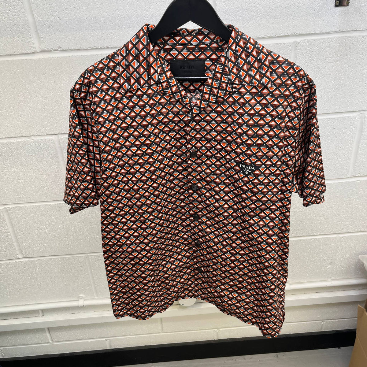 Men's Triangle Logo Long Sleeve Shirt Orange Size M - Photo 8