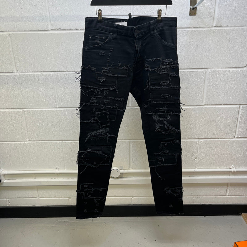 Men's Distressed Destroy Jeans Black Size M / W32