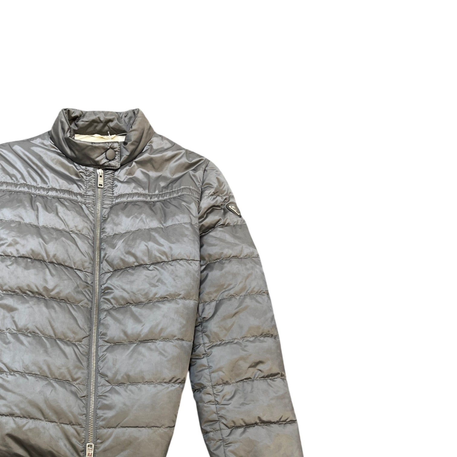 Women's Triangle Logo Nylon Down Jacket Silver Size IT 40 / UK 8 - Photo 3