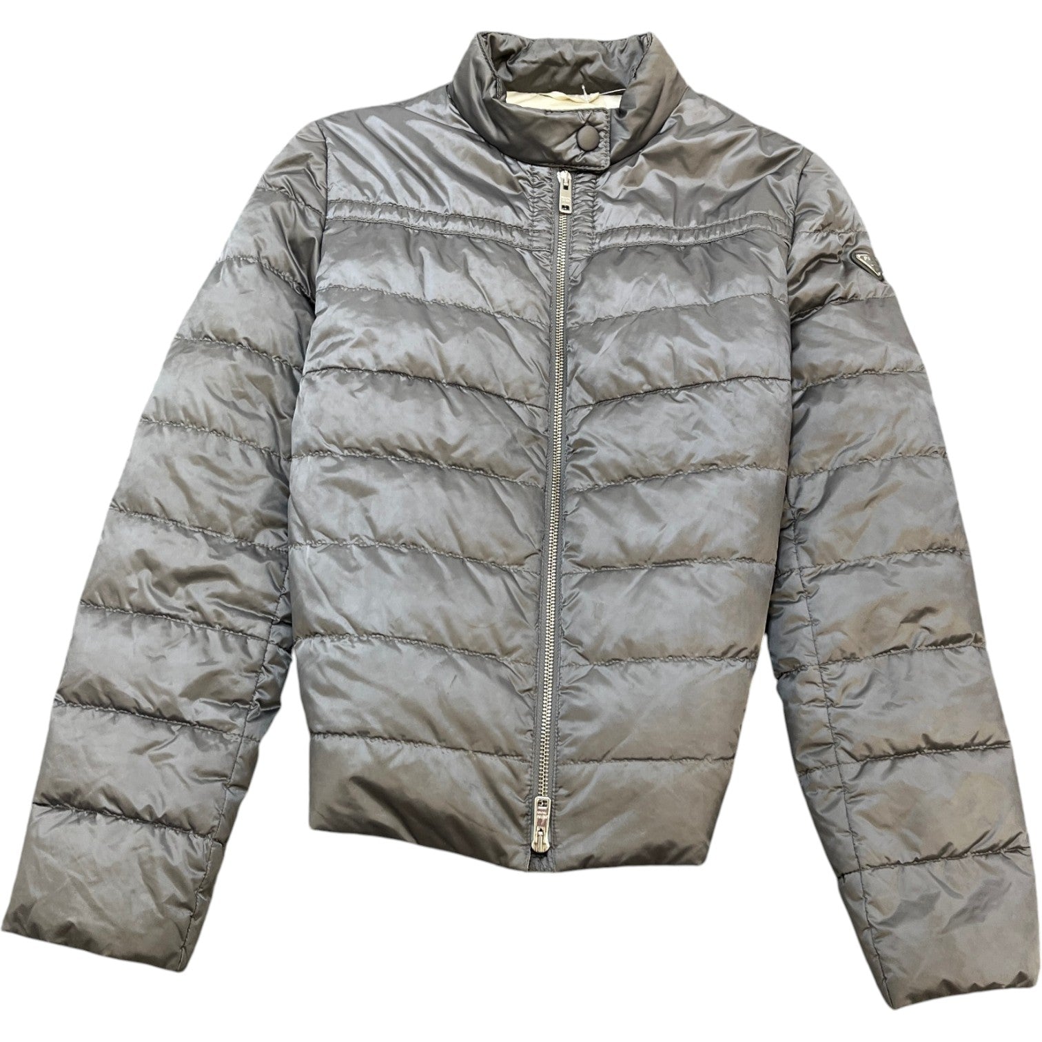 Women's Triangle Logo Nylon Down Jacket Silver Size IT 40 / UK 8 - Photo 1