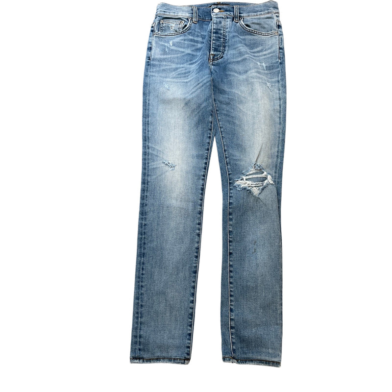 Men's Distressed Washed Jeans Blue Size S / W30