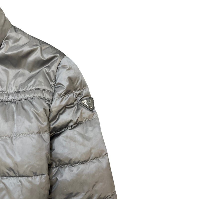 Women's Triangle Logo Nylon Down Jacket Silver Size IT 40 / UK 8