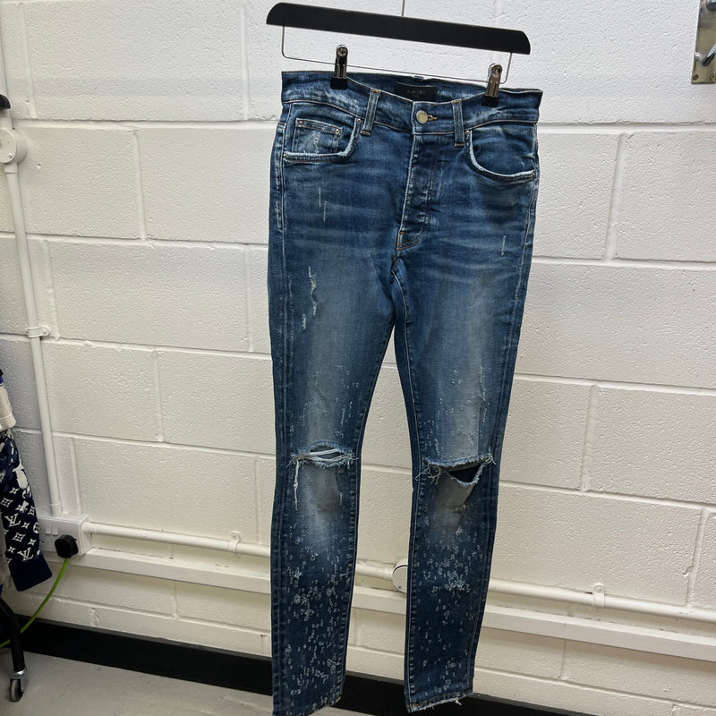Men's Distressed Jeans Blue Size S / W30