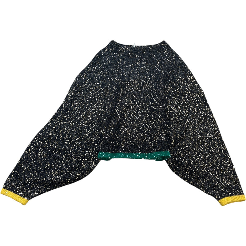 Women's Sequin Balloon Sleeve Jumper Black Size S