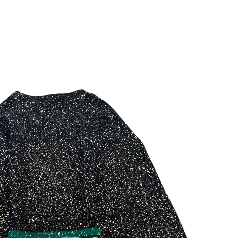 Women's Sequin Balloon Sleeve Jumper Black Size S