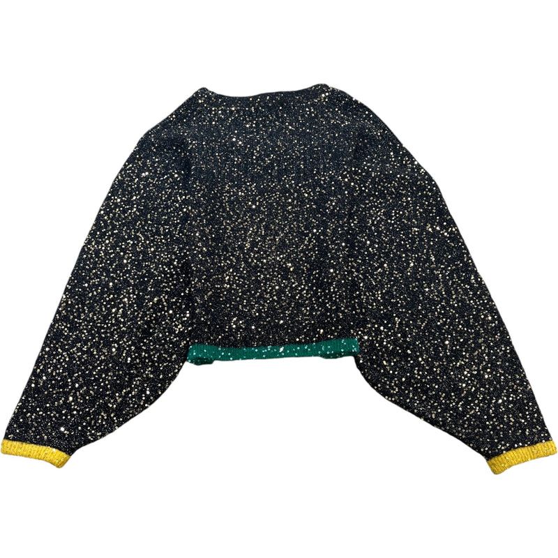 Women's Sequin Balloon Sleeve Jumper Black Size S