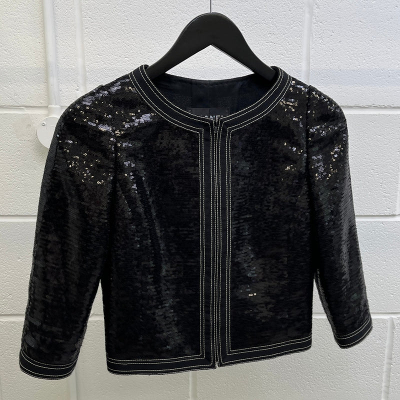 Women's Sequin Cropped Jacket Black Size IT 36 / UK 4
