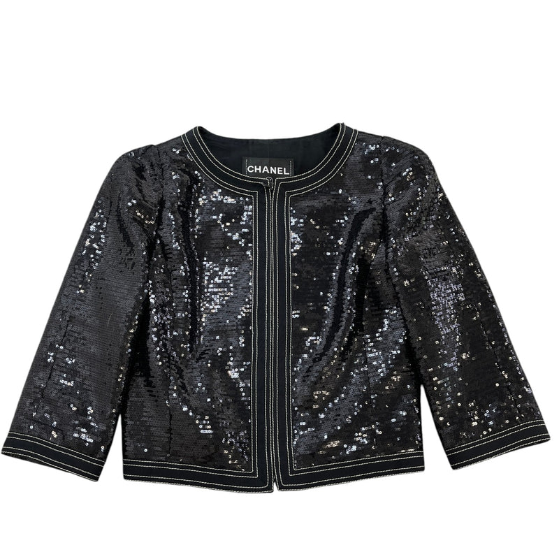 Women's Sequin Cropped Jacket Black Size IT 36 / UK 4