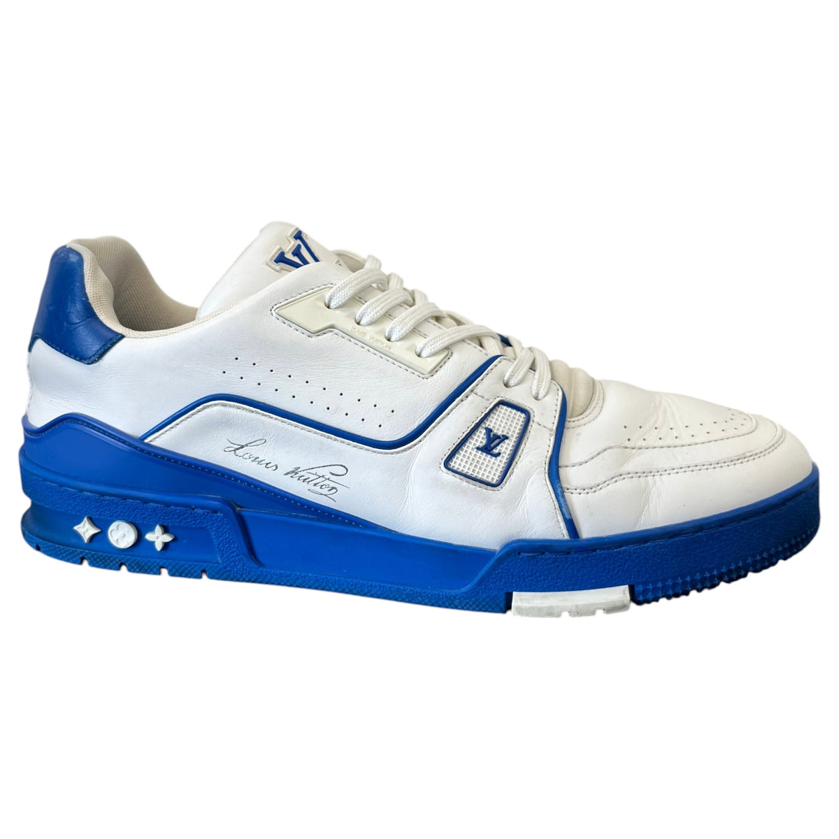 Men's LV Signature Logo Low Trainers White Size UK 10 / EU 44 - Photo 1
