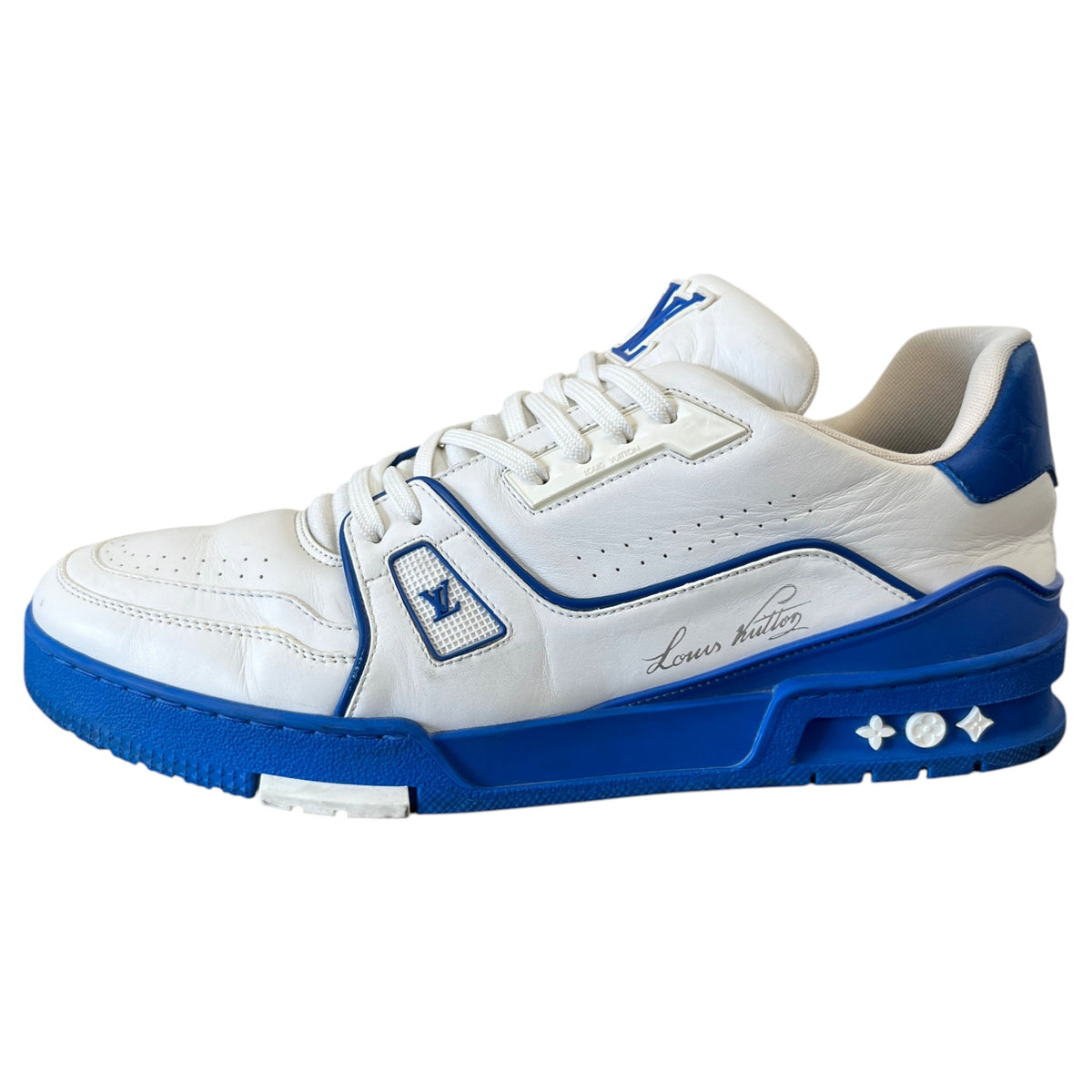 Men's LV Signature Logo Low Trainers White Size UK 10 / EU 44 - Photo 5