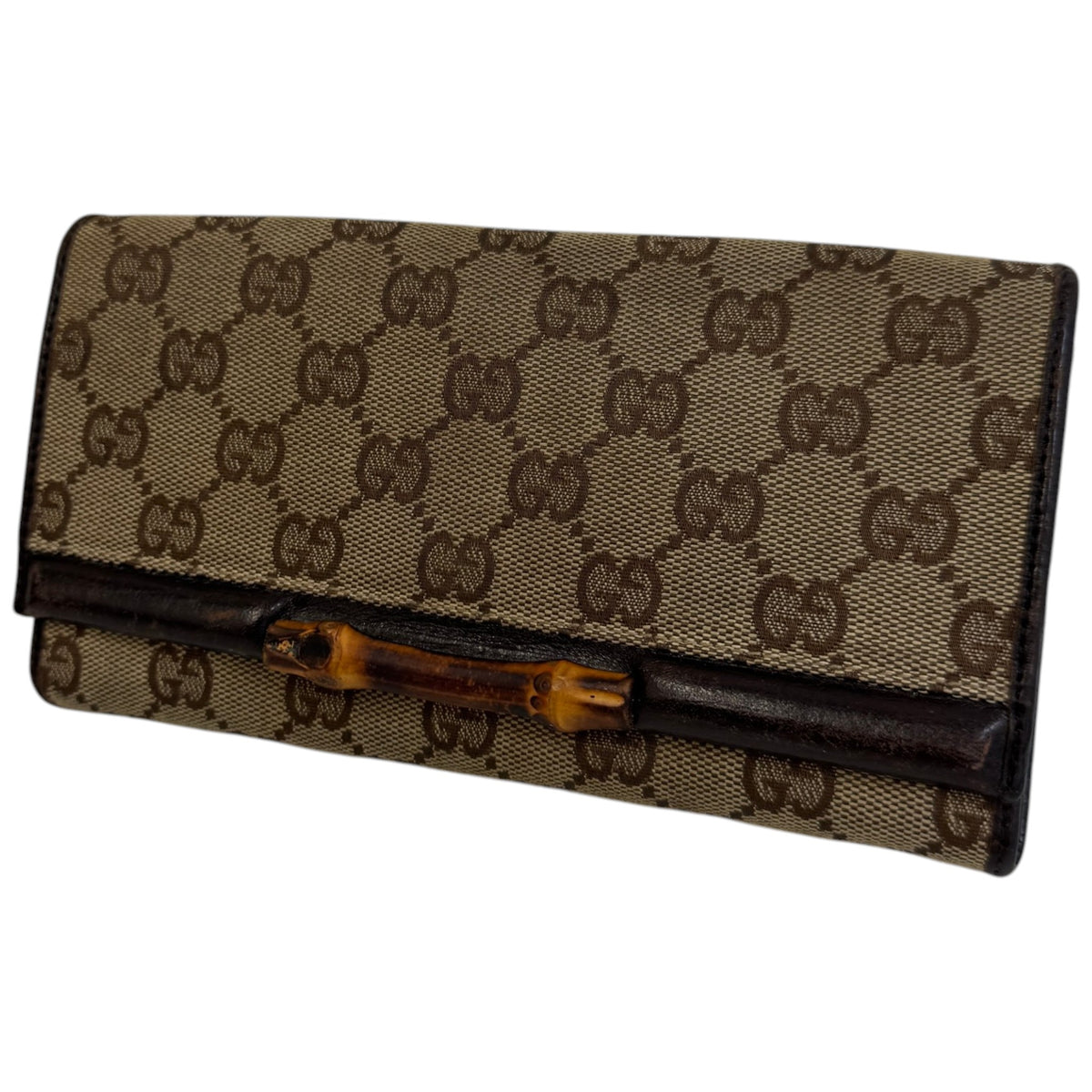 Women's GG Canvas Bamboo Bar Purse Brown - Photo 4