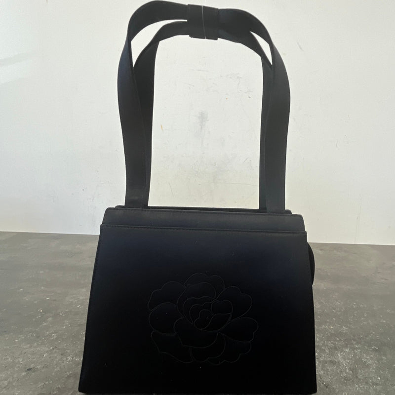 Women's Vintage Camellia Satin Bag Black