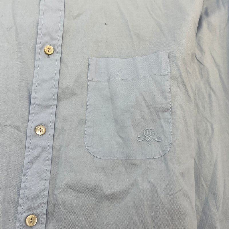 Men's Embroidered Logo Long Sleeve T-Shirt Blue Size L